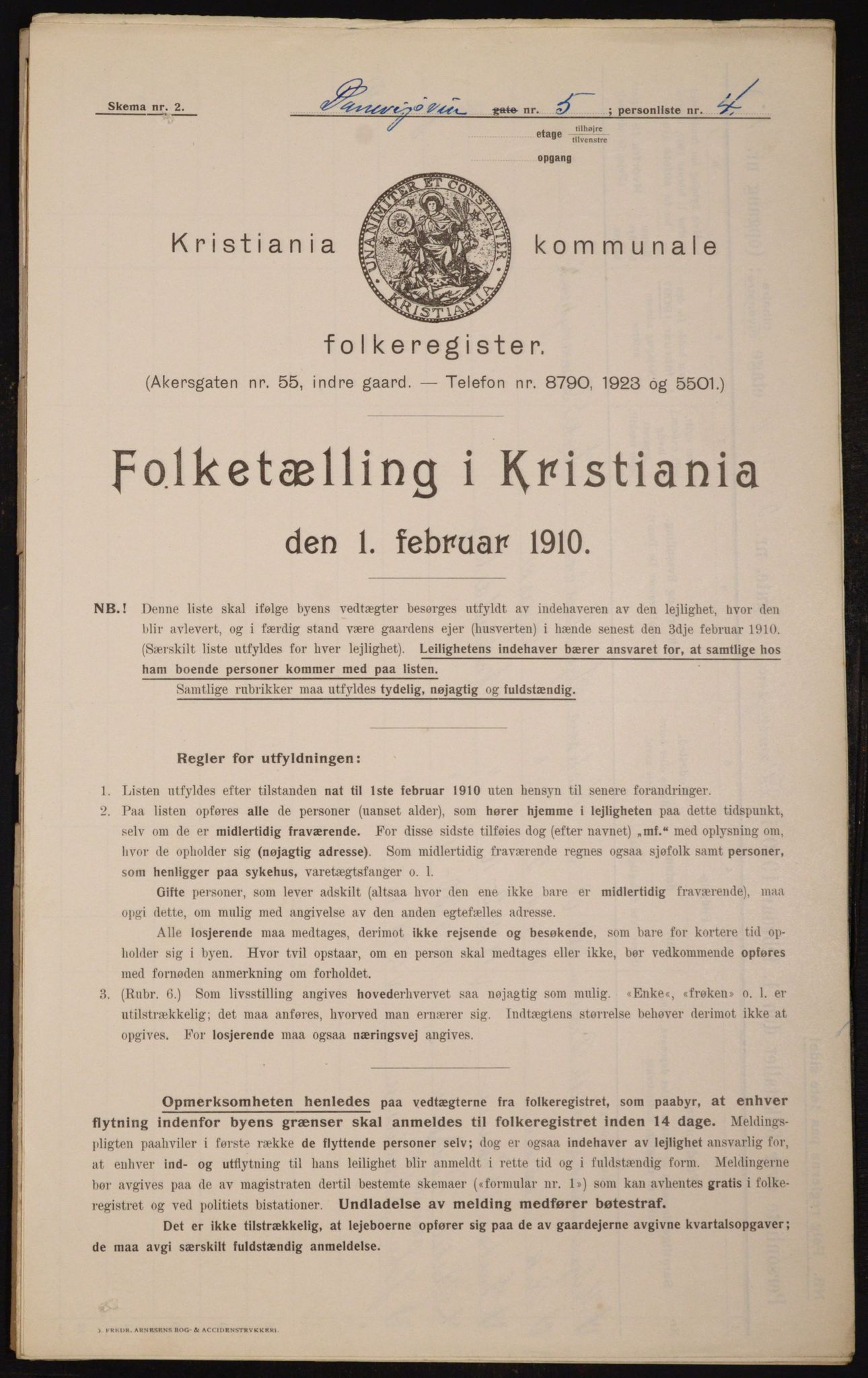 OBA, Municipal Census 1910 for Kristiania, 1910, p. 14444