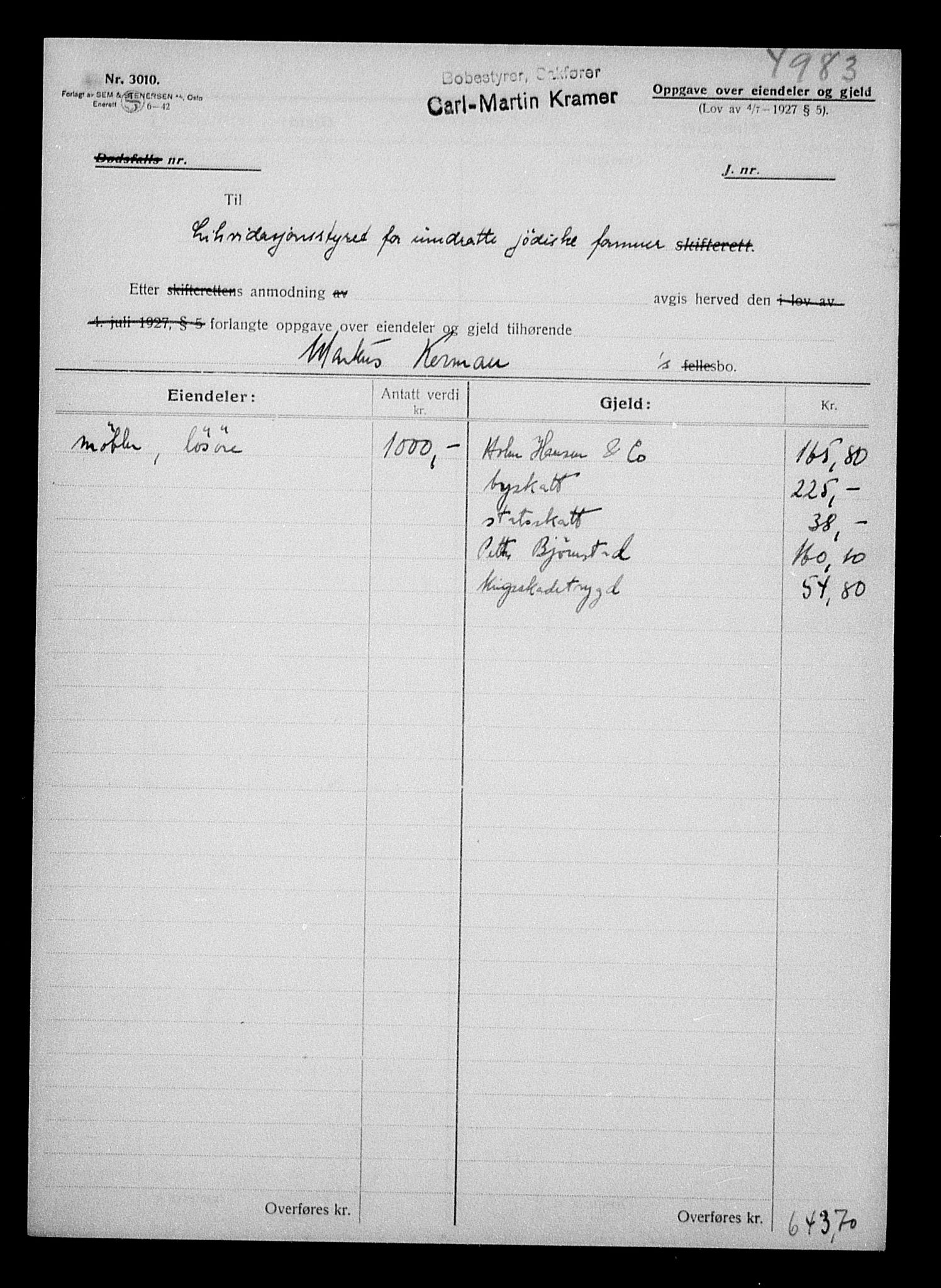Justisdepartementet, Tilbakeføringskontoret for inndratte formuer, AV/RA-S-1564/H/Hc/Hcc/L0951: --, 1945-1947, p. 51