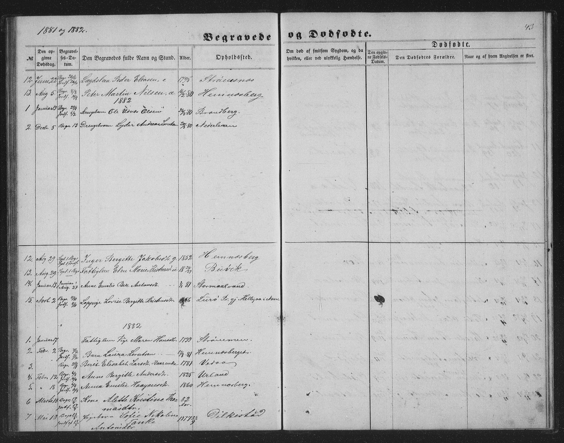 Ministerialprotokoller, klokkerbøker og fødselsregistre - Nordland, AV/SAT-A-1459/825/L0368: Parish register (copy) no. 825C05, 1863-1887, p. 43