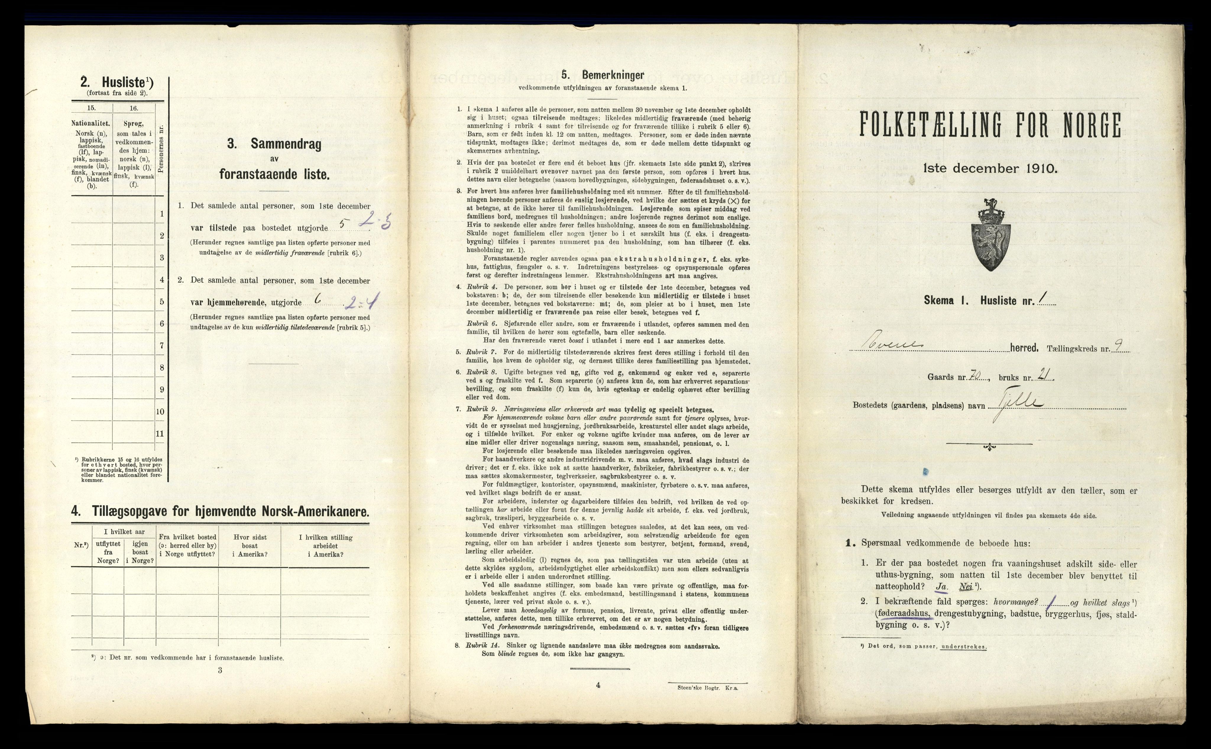 RA, 1910 census for Evenes, 1910, p. 1255