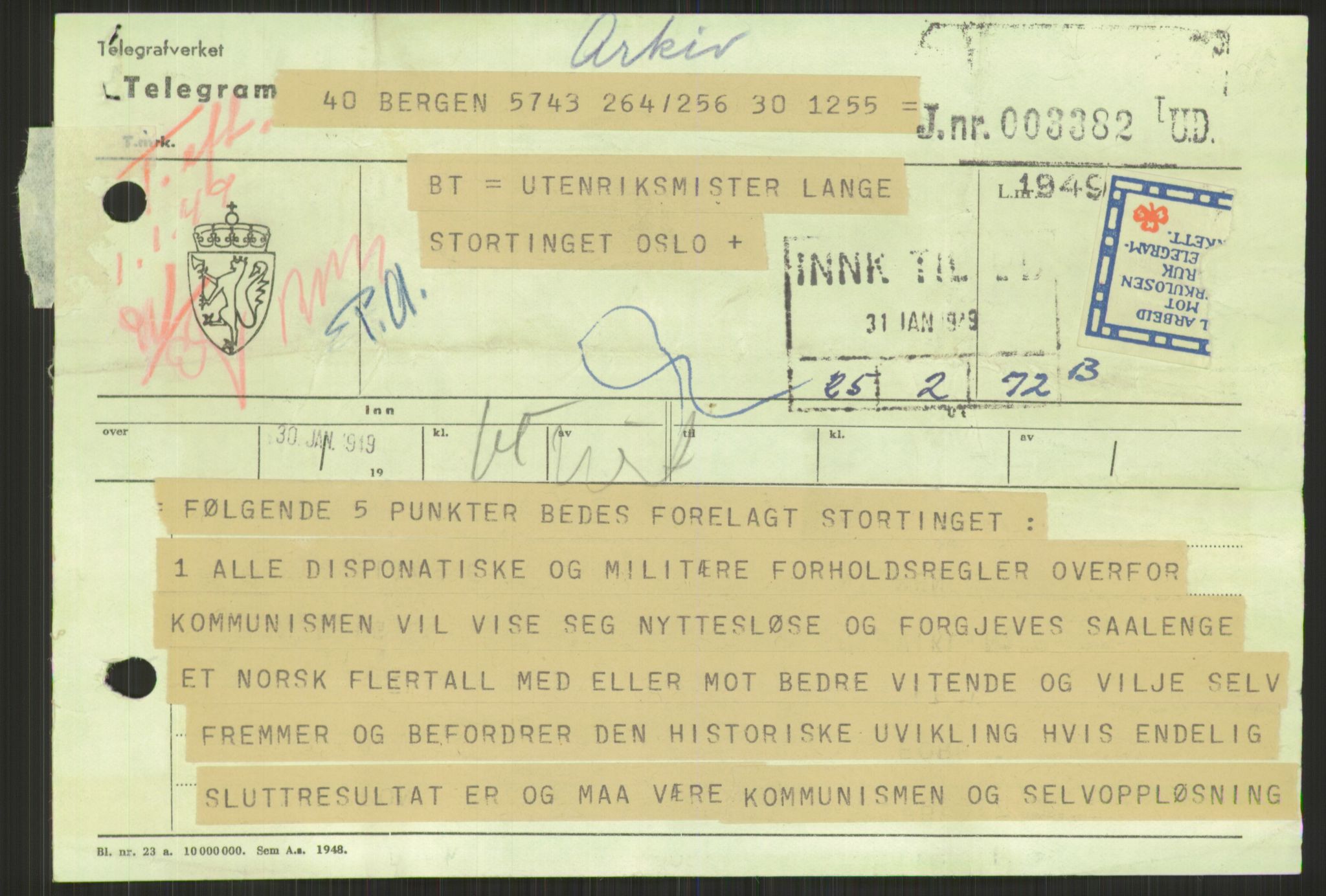 Utenriksdepartementet, AV/RA-S-2259, 1948-1950, p. 639