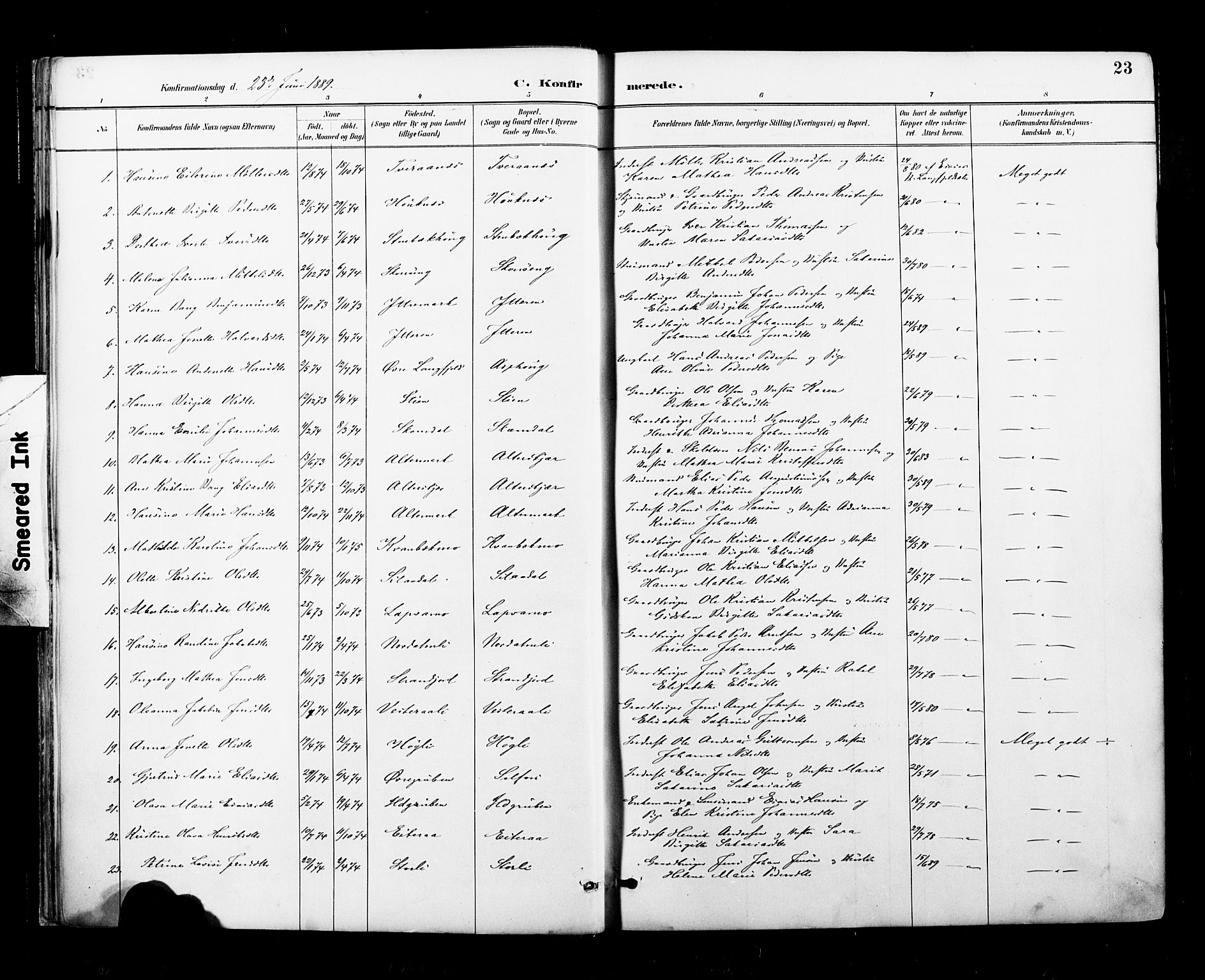 Ministerialprotokoller, klokkerbøker og fødselsregistre - Nordland, AV/SAT-A-1459/827/L0401: Parish register (official) no. 827A13, 1887-1905, p. 23