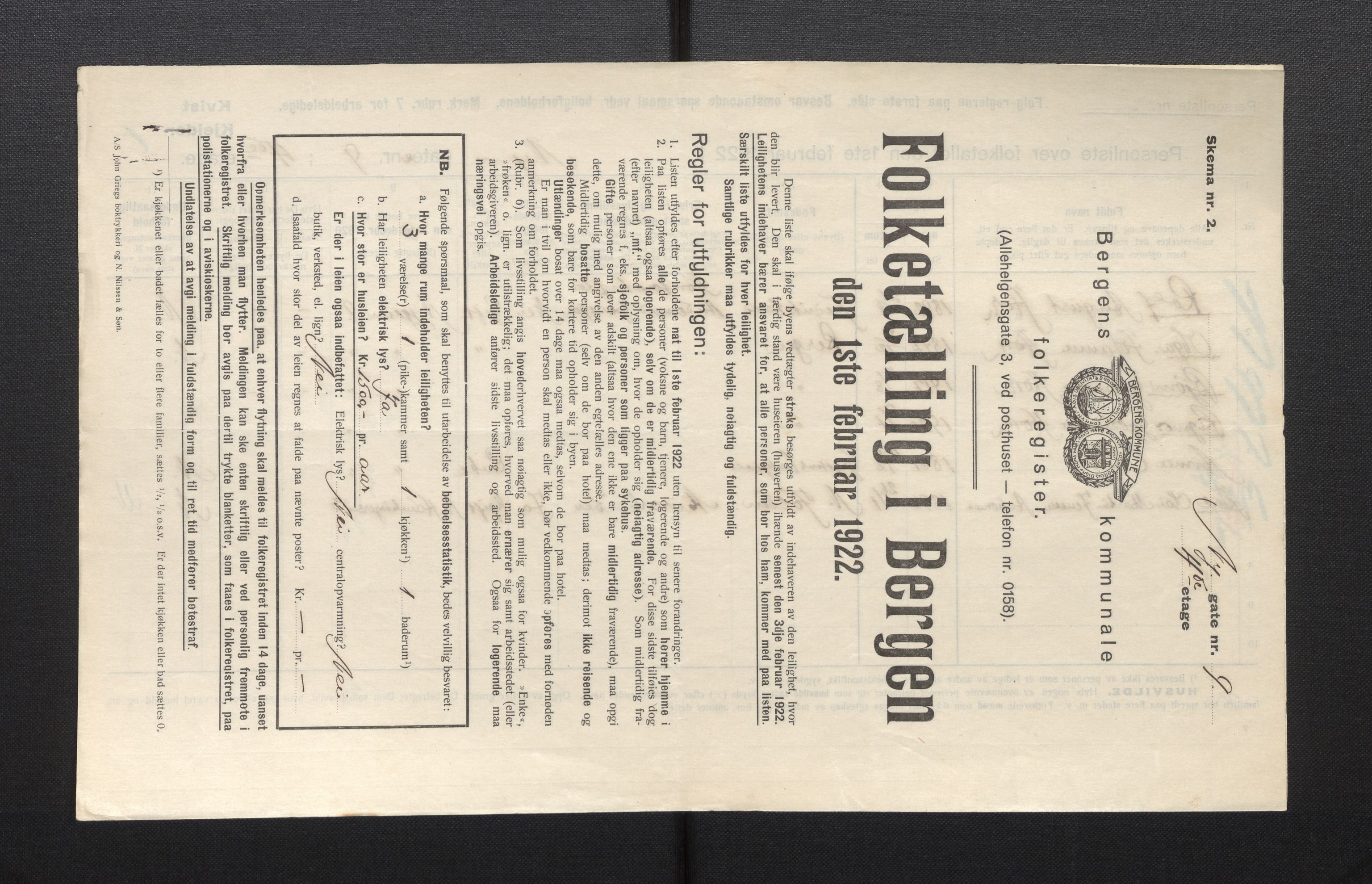 SAB, Municipal Census 1922 for Bergen, 1922, p. 29186