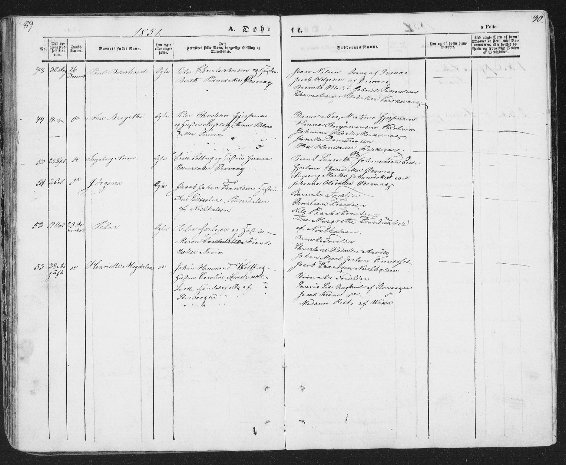 Ministerialprotokoller, klokkerbøker og fødselsregistre - Nordland, SAT/A-1459/874/L1072: Parish register (copy) no. 874C01, 1843-1859, p. 89-90