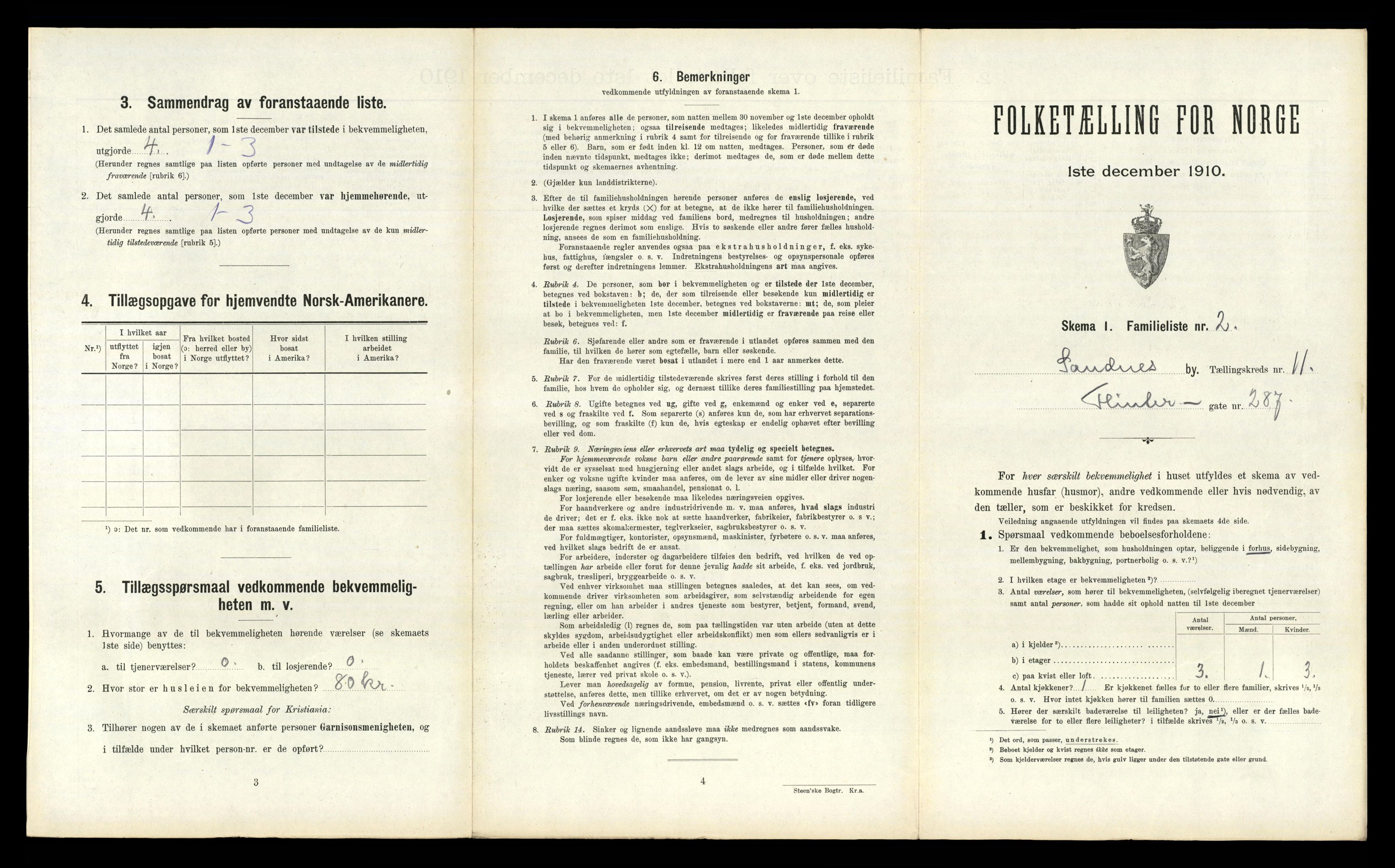 RA, 1910 census for Sandnes, 1910, p. 1196