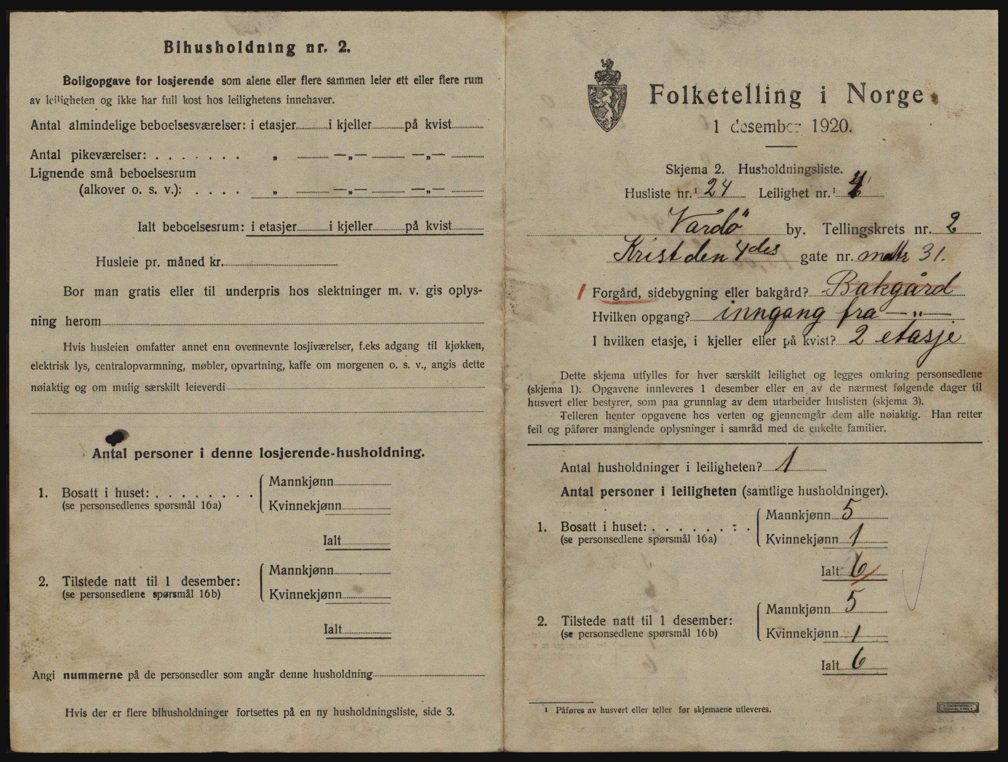 SATØ, 1920 census for Vardø, 1920, p. 1809