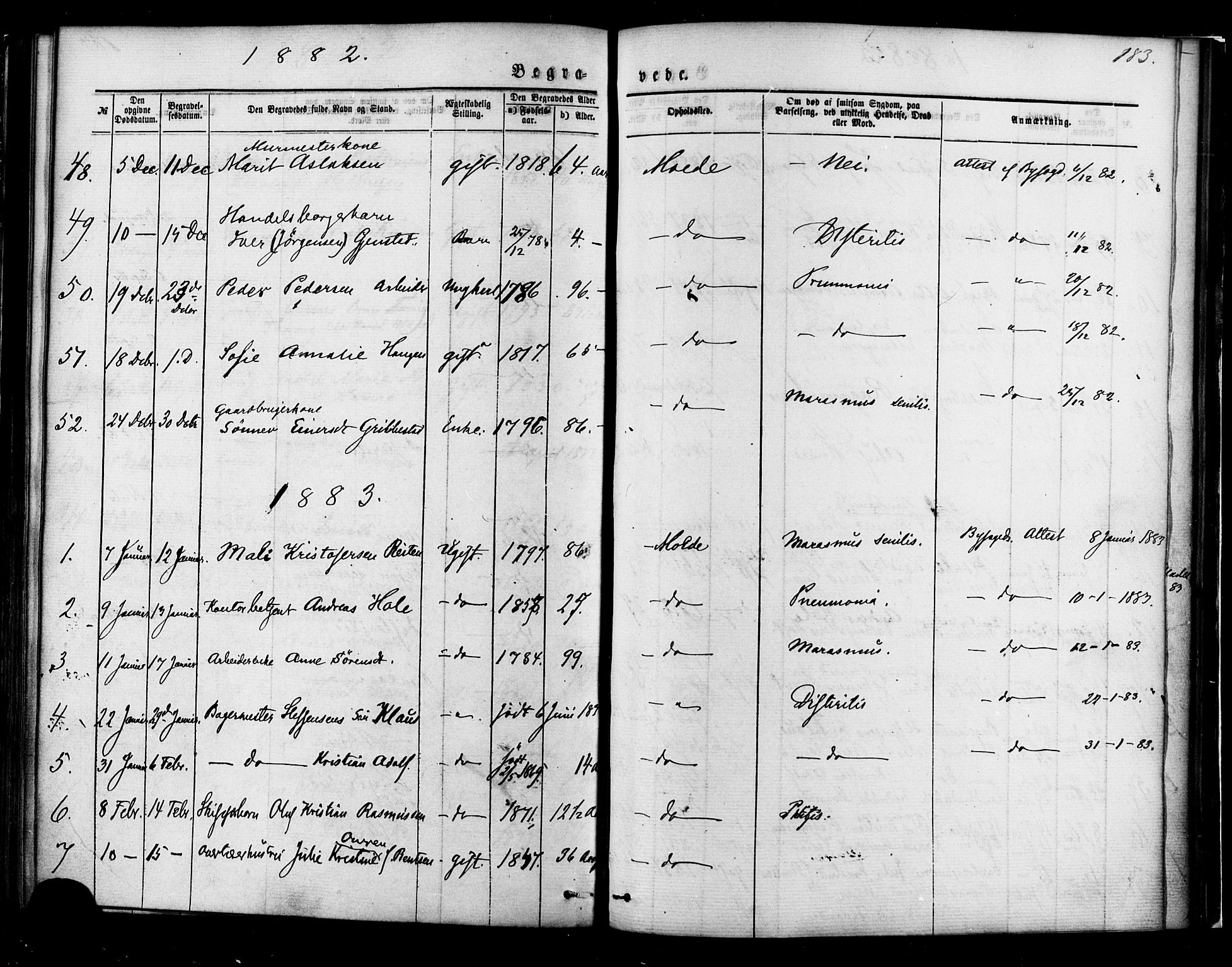 Ministerialprotokoller, klokkerbøker og fødselsregistre - Møre og Romsdal, SAT/A-1454/558/L0691: Parish register (official) no. 558A05, 1873-1886, p. 183