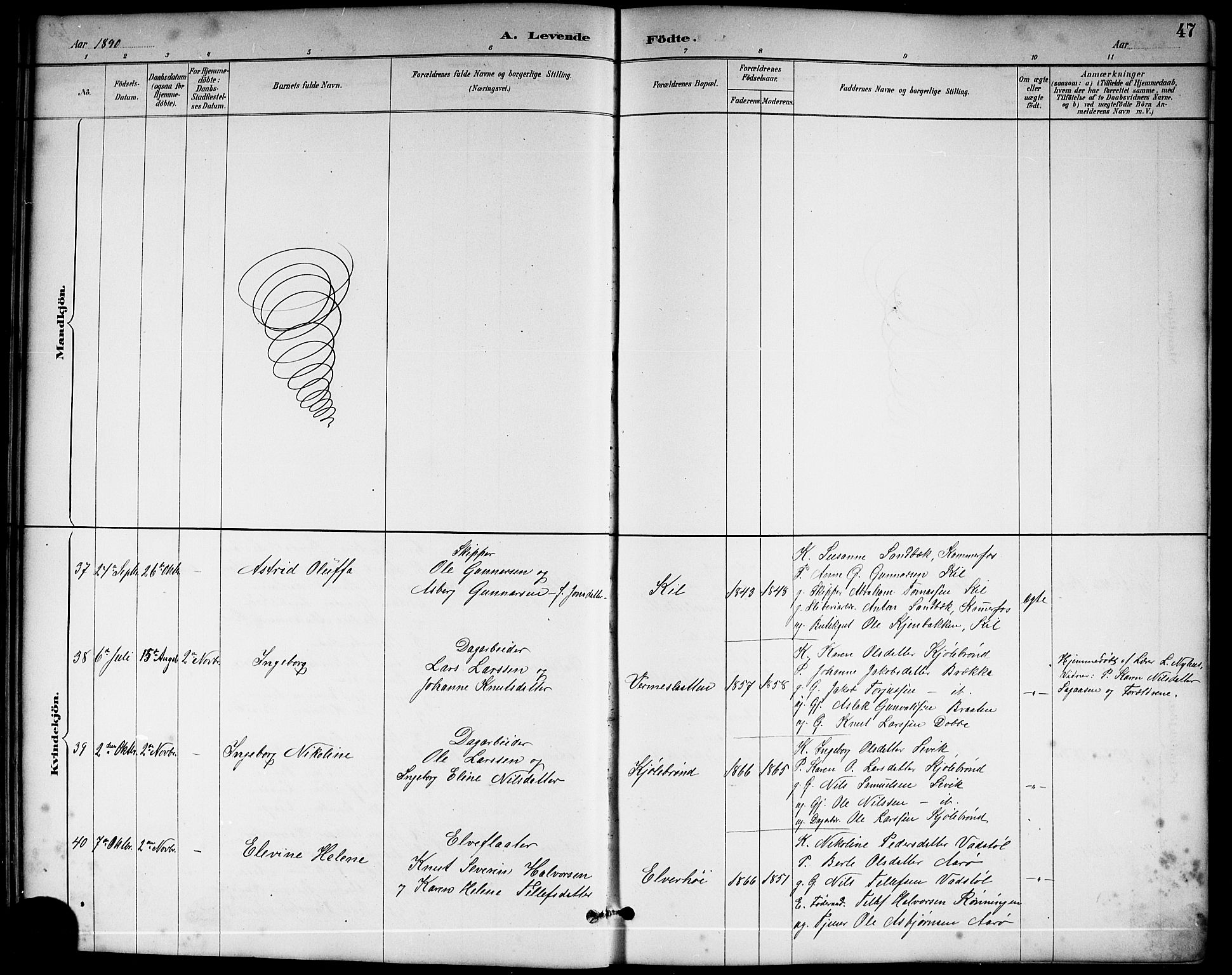 Sannidal kirkebøker, AV/SAKO-A-296/G/Ga/L0003: Parish register (copy) no. 3, 1887-1922, p. 47