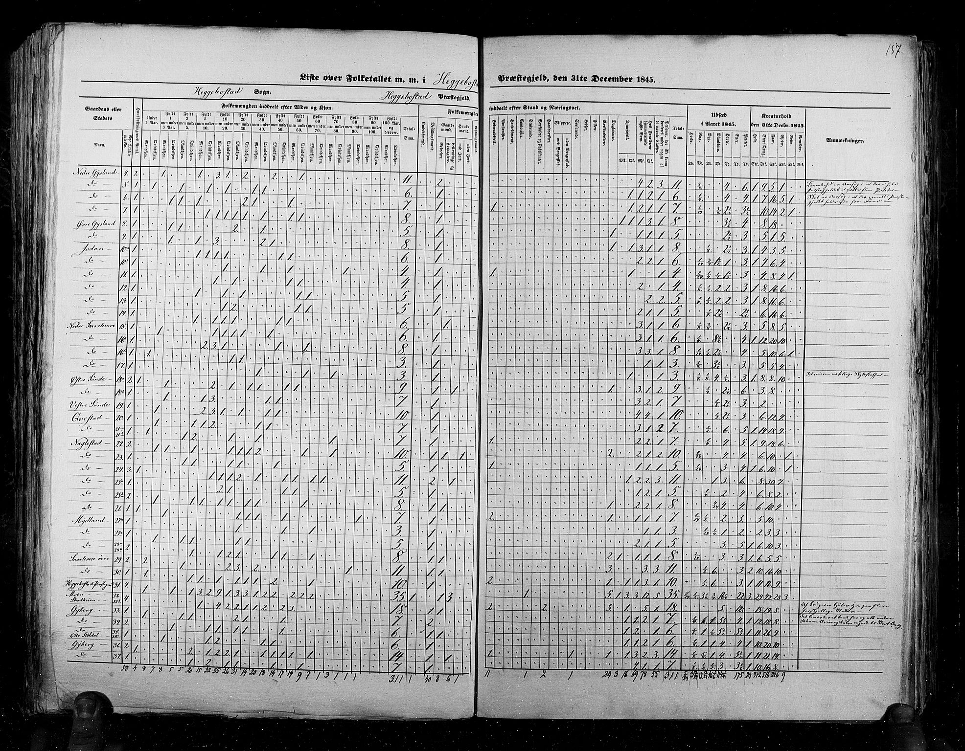 RA, Census 1845, vol. 6: Lister og Mandal amt og Stavanger amt, 1845, p. 157