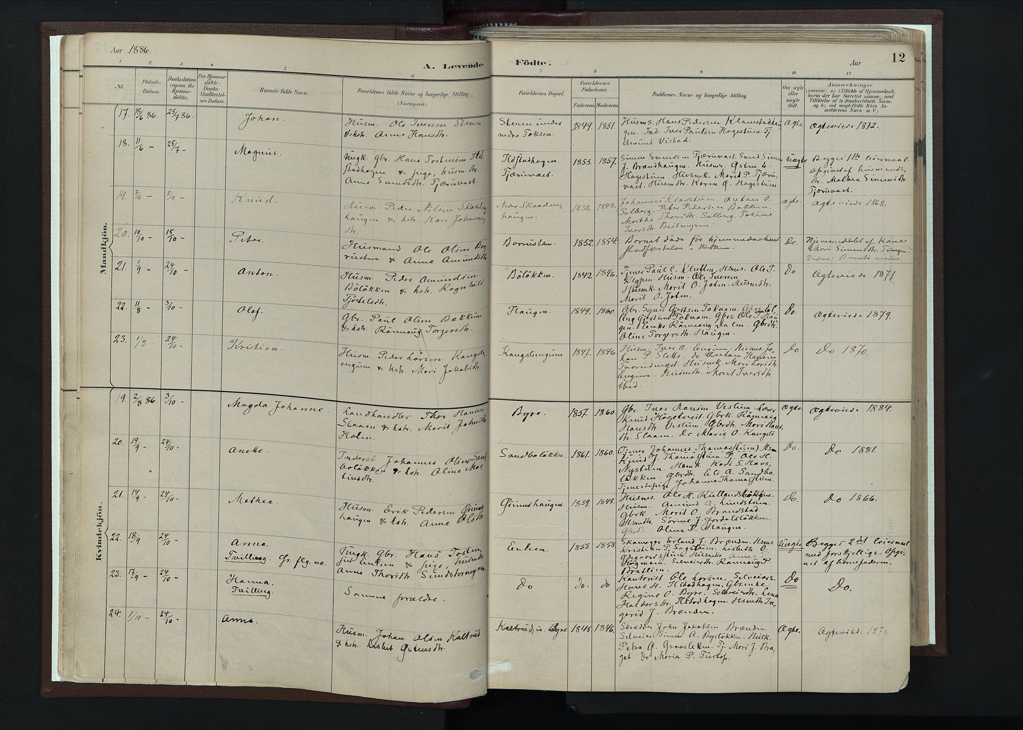 Nord-Fron prestekontor, SAH/PREST-080/H/Ha/Haa/L0004: Parish register (official) no. 4, 1884-1914, p. 12