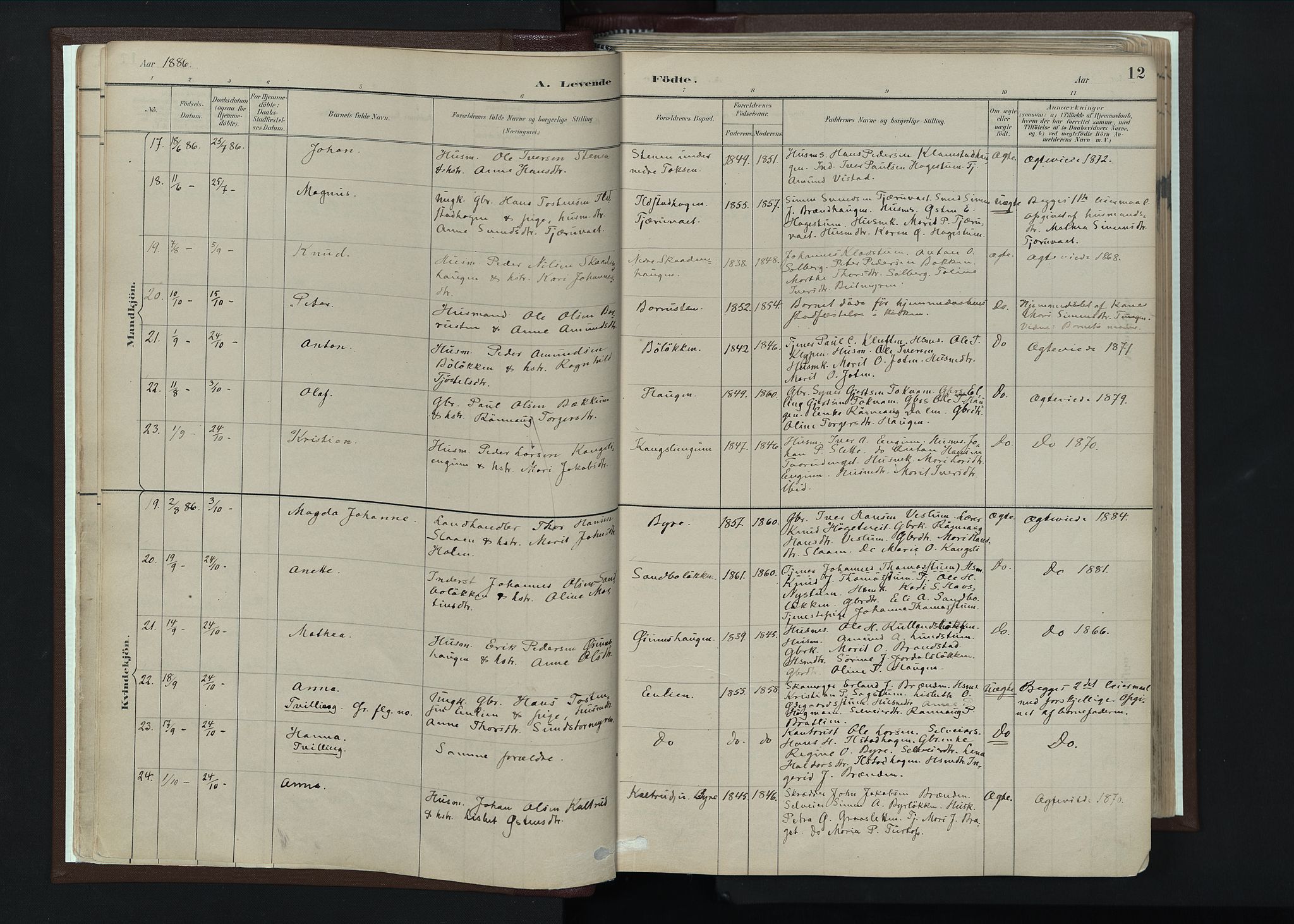 Nord-Fron prestekontor, AV/SAH-PREST-080/H/Ha/Haa/L0004: Parish register (official) no. 4, 1884-1914, p. 12