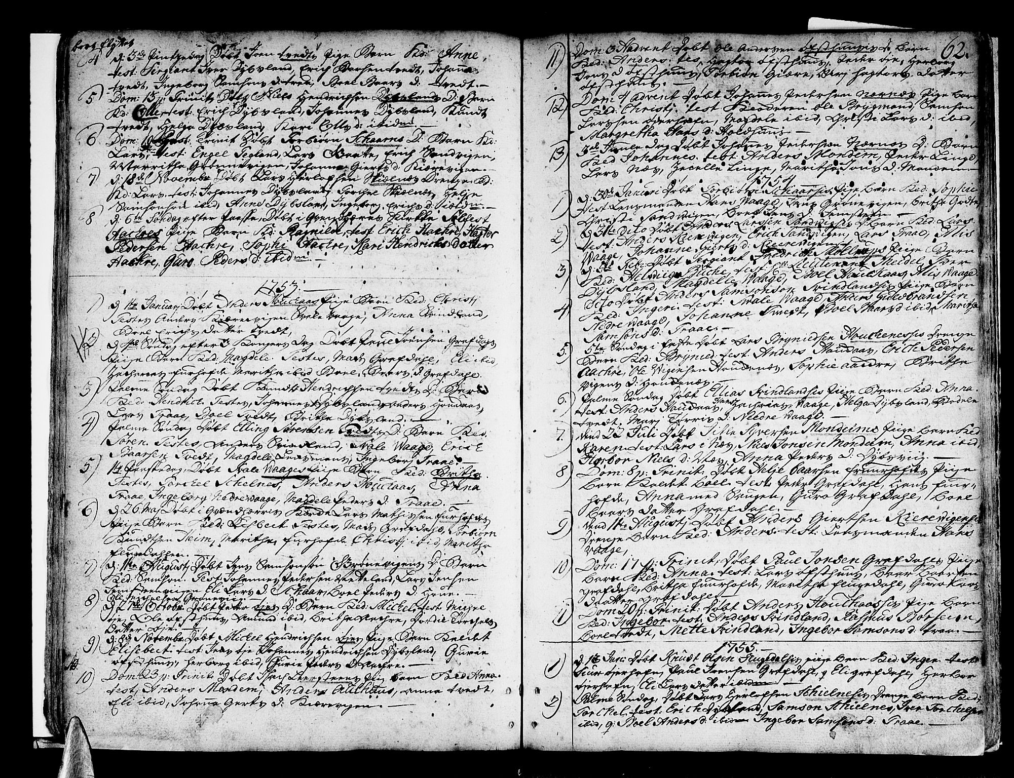 Strandebarm sokneprestembete, SAB/A-78401/H/Haa: Parish register (official) no. A 3 /3, 1751-1787, p. 62