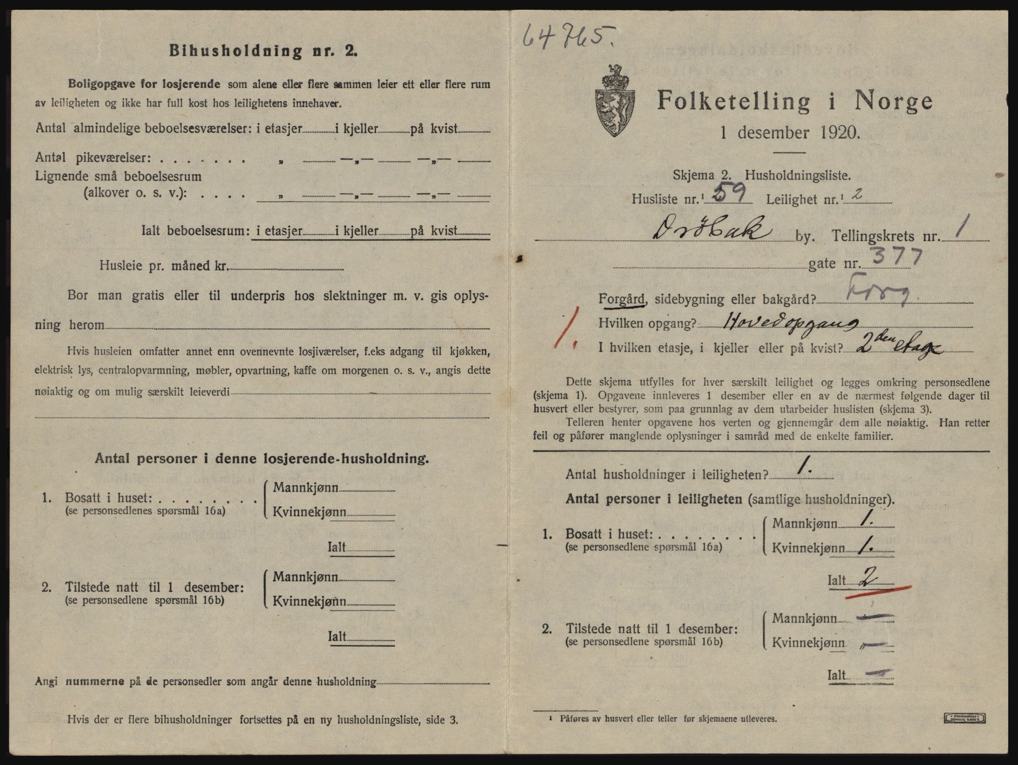 SAO, 1920 census for Drøbak, 1920, p. 927