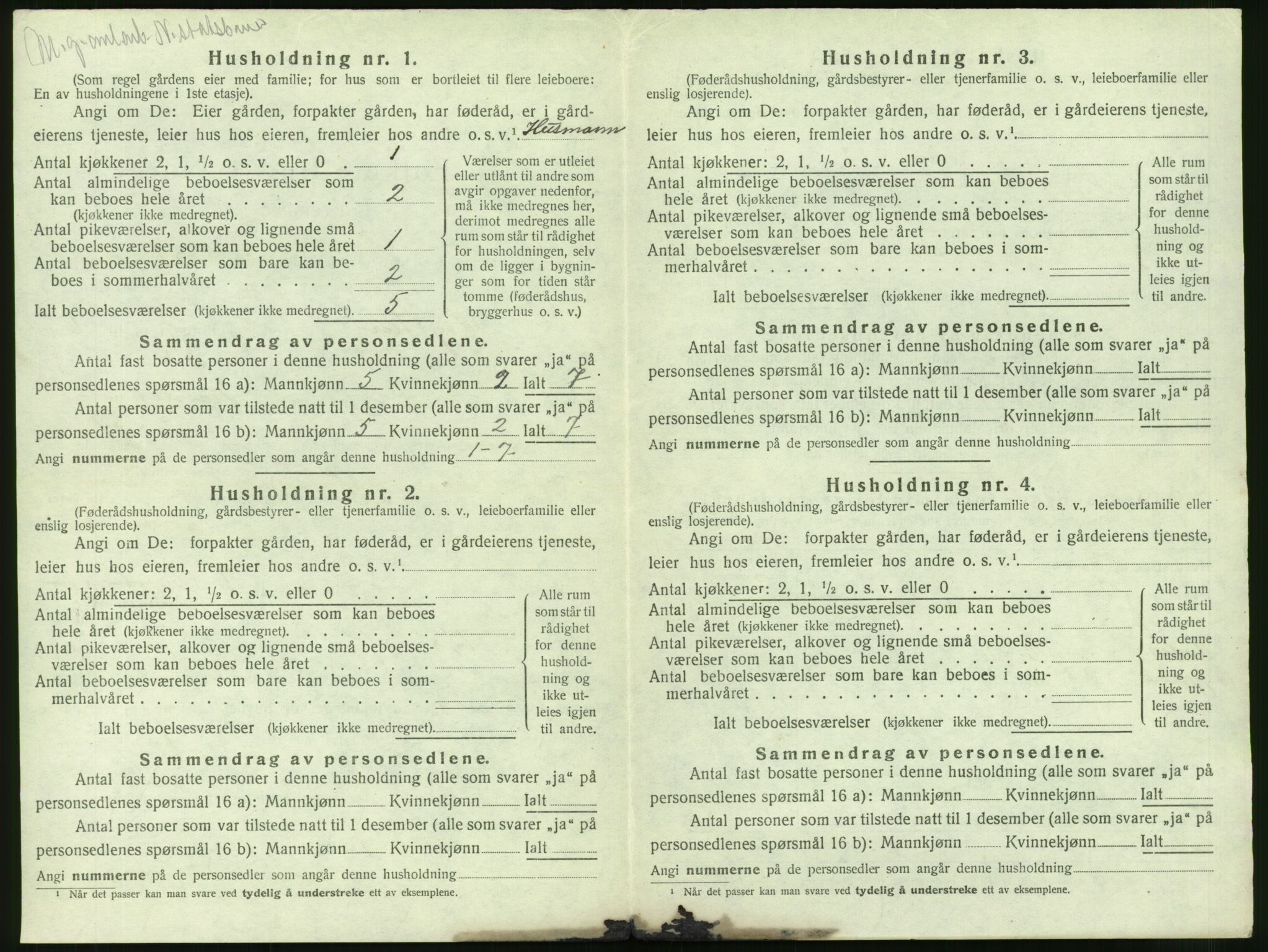 SAT, 1920 census for Grytten, 1920, p. 657