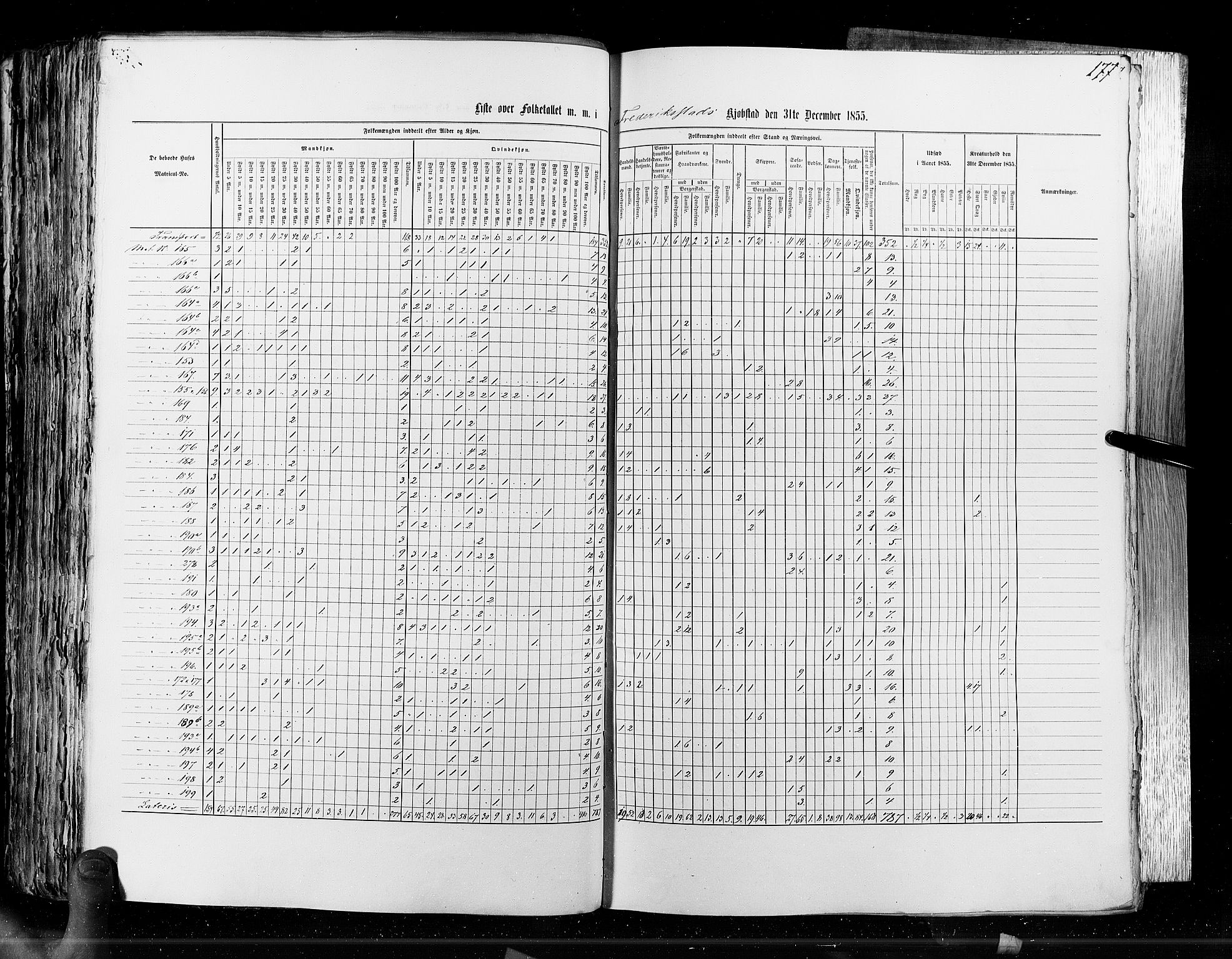 RA, Census 1855, vol. 7: Fredrikshald-Kragerø, 1855, p. 177