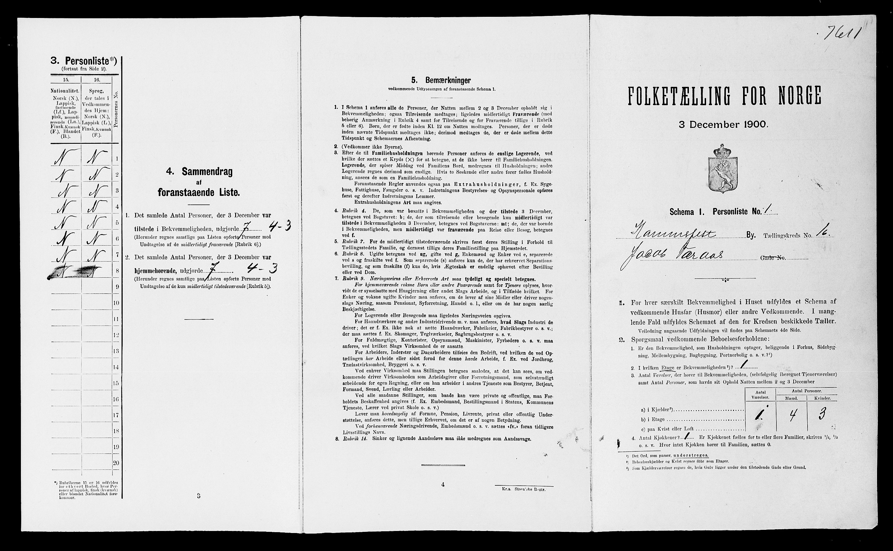 SATØ, 1900 census for Hammerfest, 1900, p. 1142