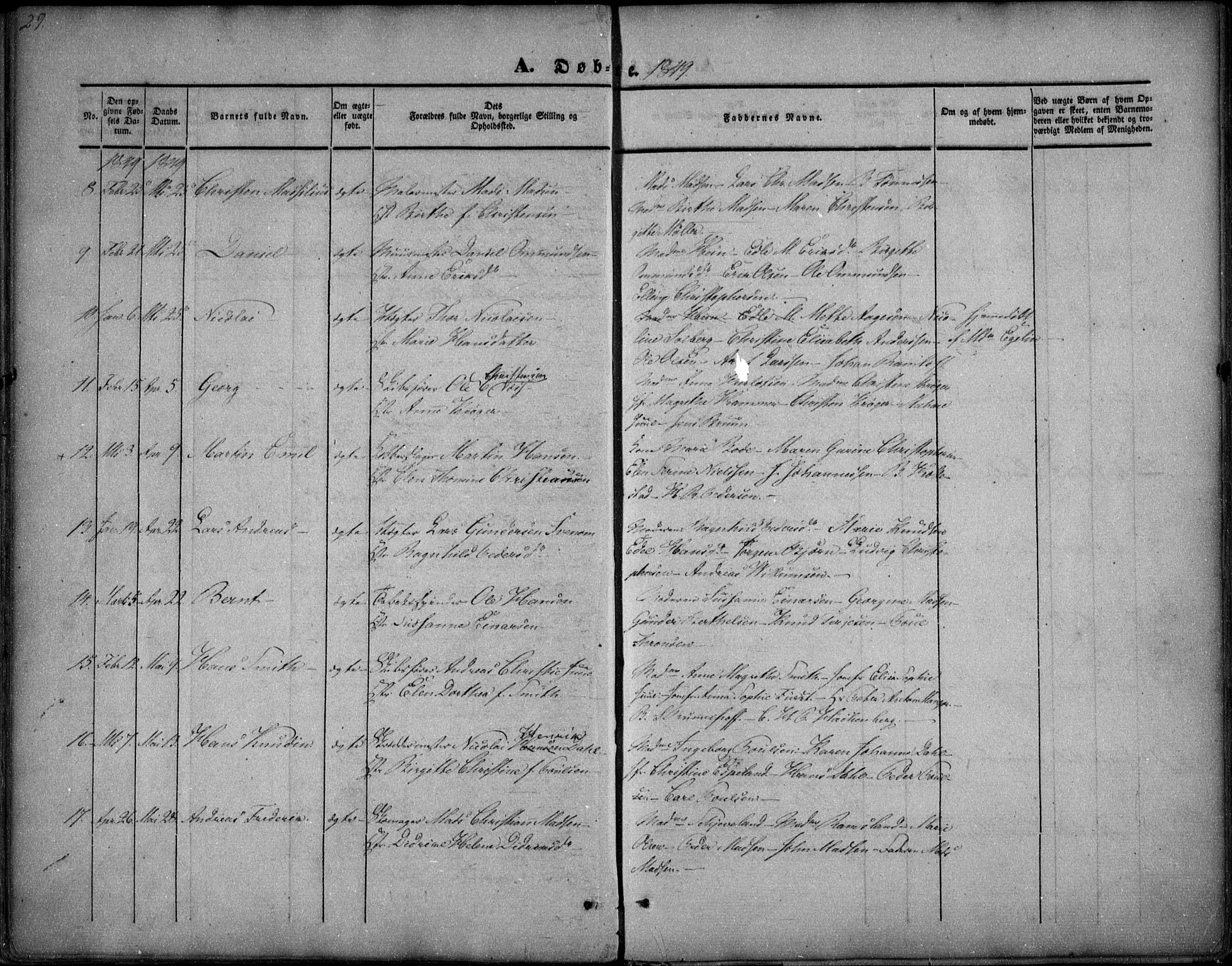 Arendal sokneprestkontor, Trefoldighet, AV/SAK-1111-0040/F/Fa/L0005: Parish register (official) no. A 5, 1838-1854, p. 29