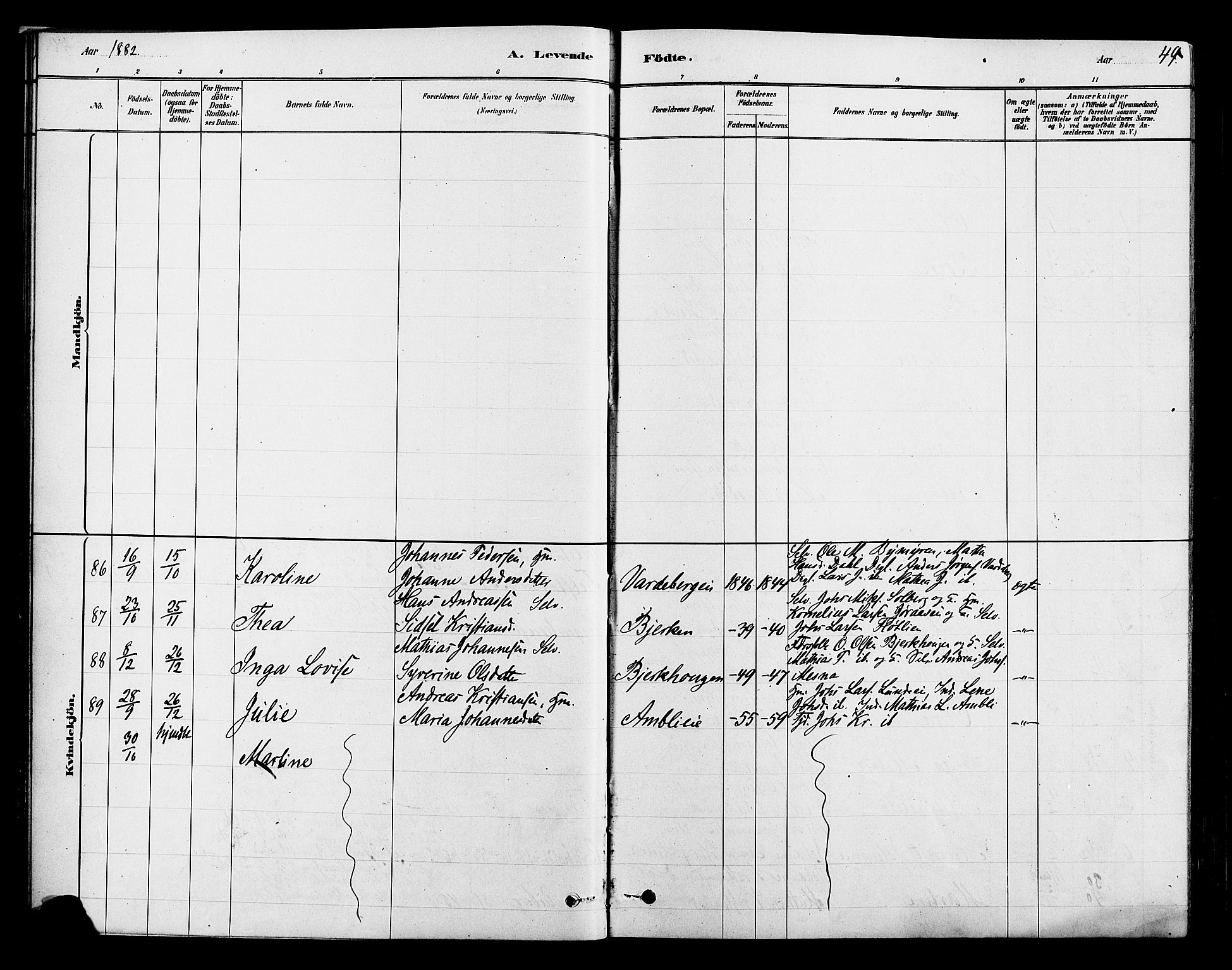 Ringsaker prestekontor, AV/SAH-PREST-014/L/La/L0009: Parish register (copy) no. 9, 1879-1890, p. 49