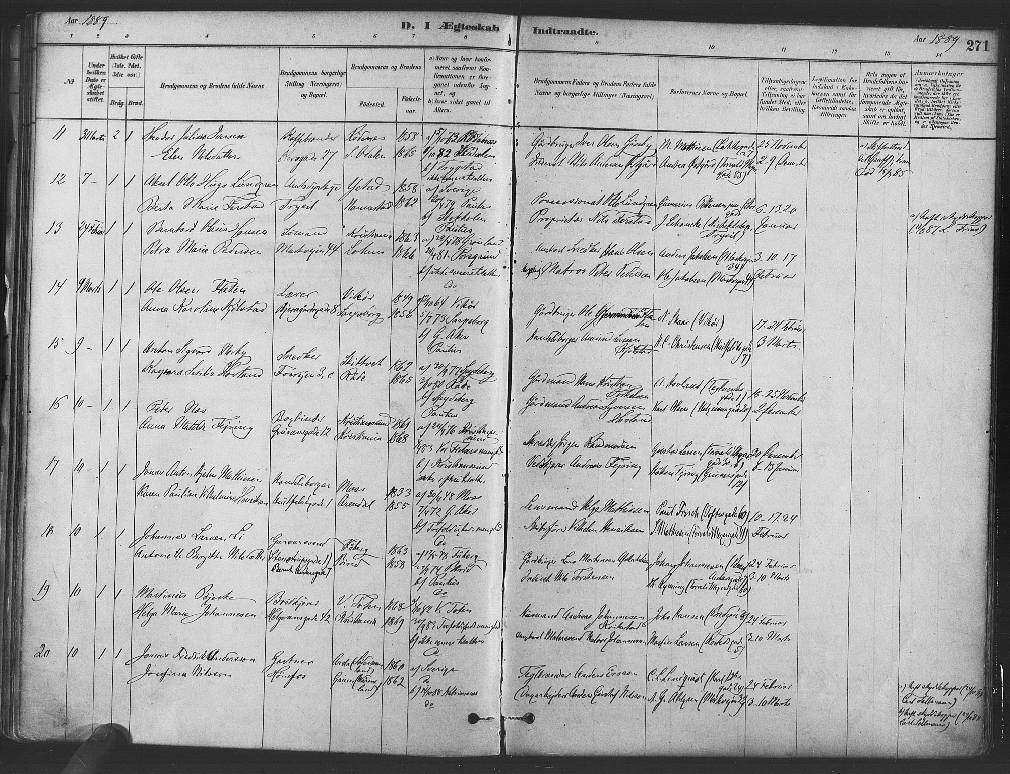 Paulus prestekontor Kirkebøker, AV/SAO-A-10871/F/Fa/L0004: Parish register (official) no. 4, 1879-1891, p. 271