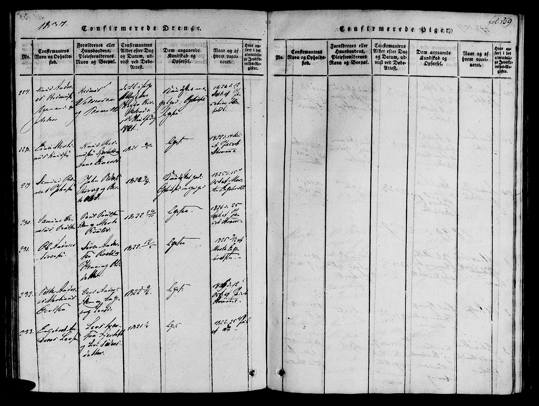 Ministerialprotokoller, klokkerbøker og fødselsregistre - Møre og Romsdal, SAT/A-1454/536/L0495: Parish register (official) no. 536A04, 1818-1847, p. 259