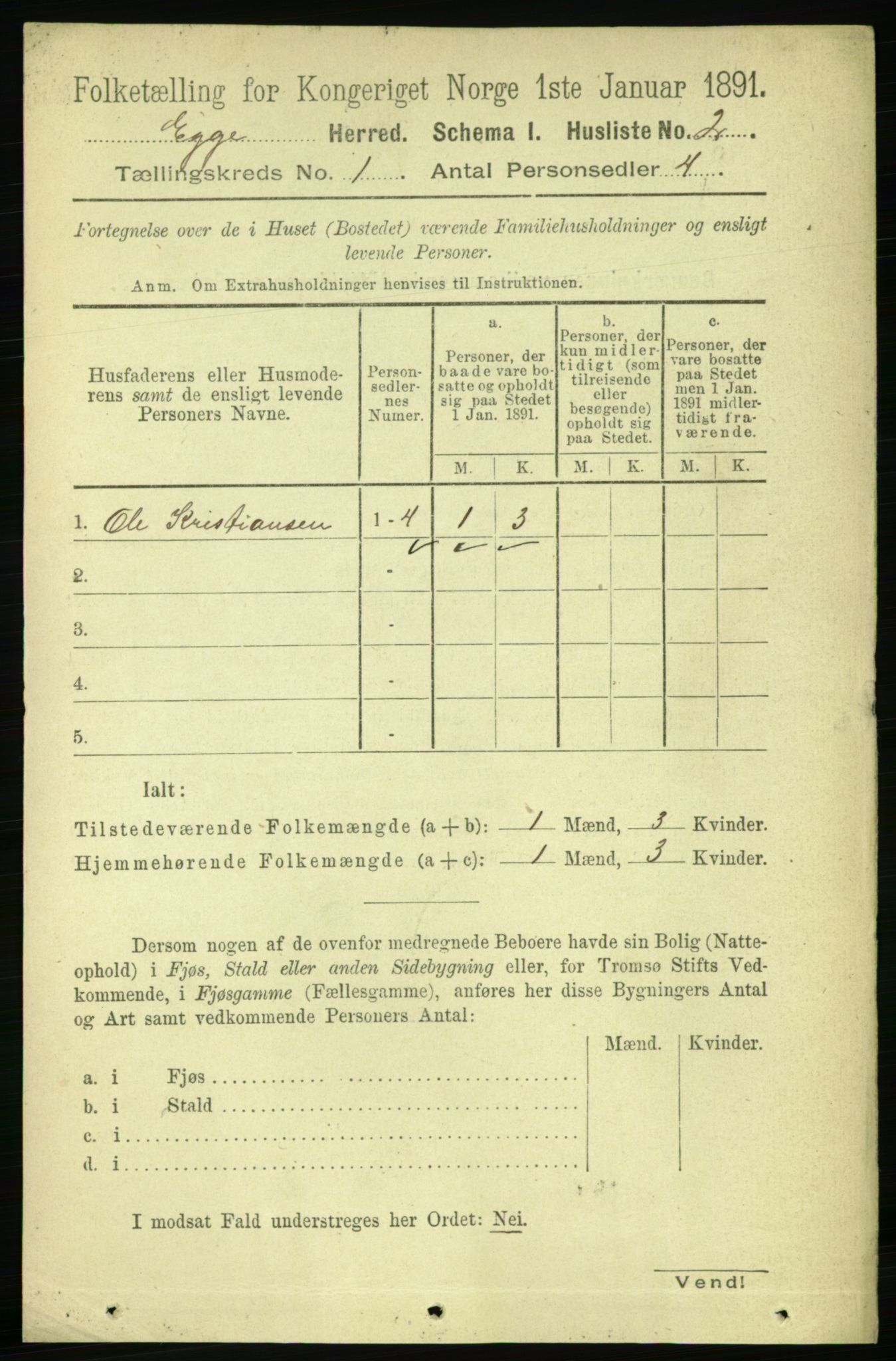 RA, 1891 census for 1733 Egge, 1891, p. 16