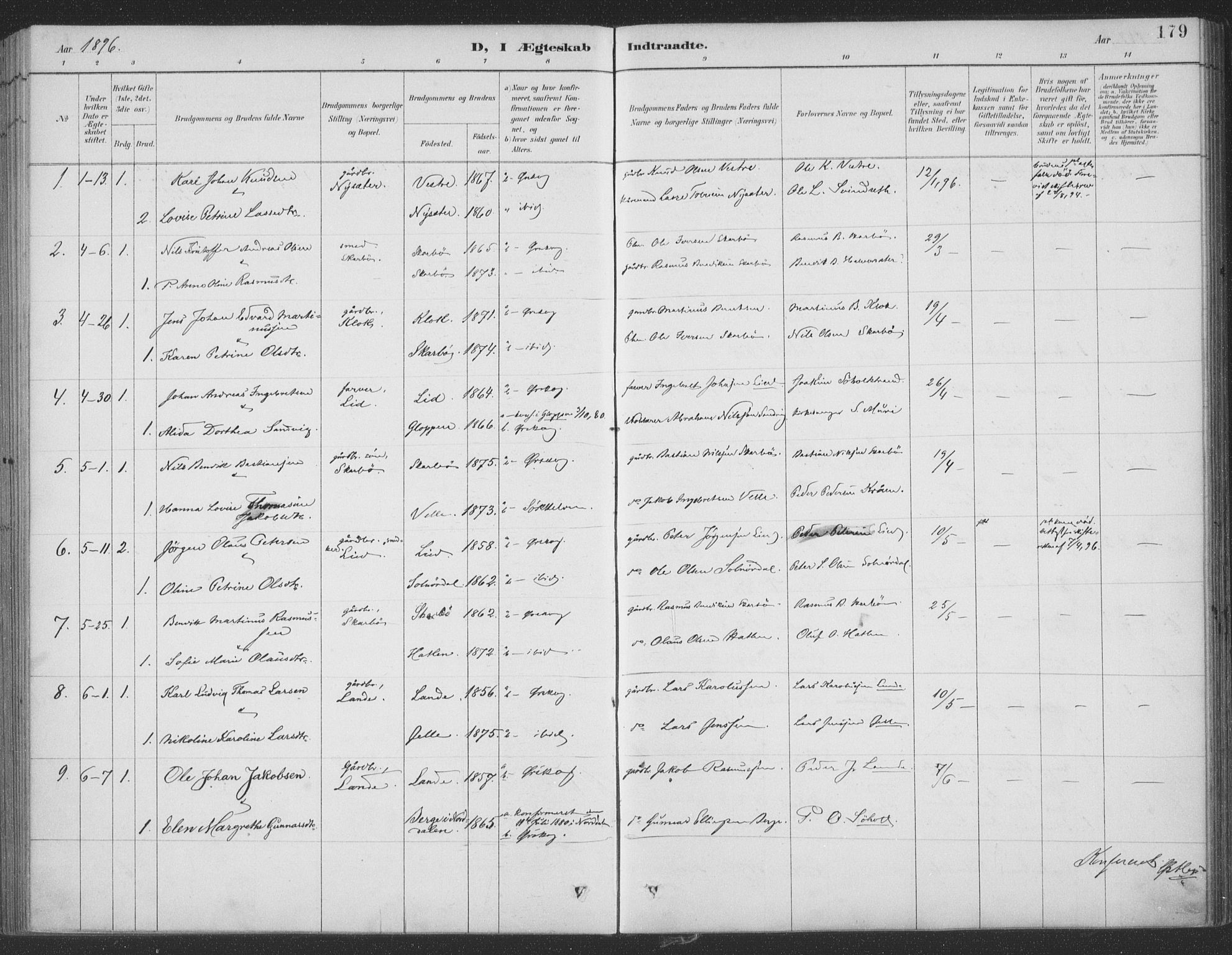 Ministerialprotokoller, klokkerbøker og fødselsregistre - Møre og Romsdal, AV/SAT-A-1454/522/L0316: Parish register (official) no. 522A11, 1890-1911, p. 179