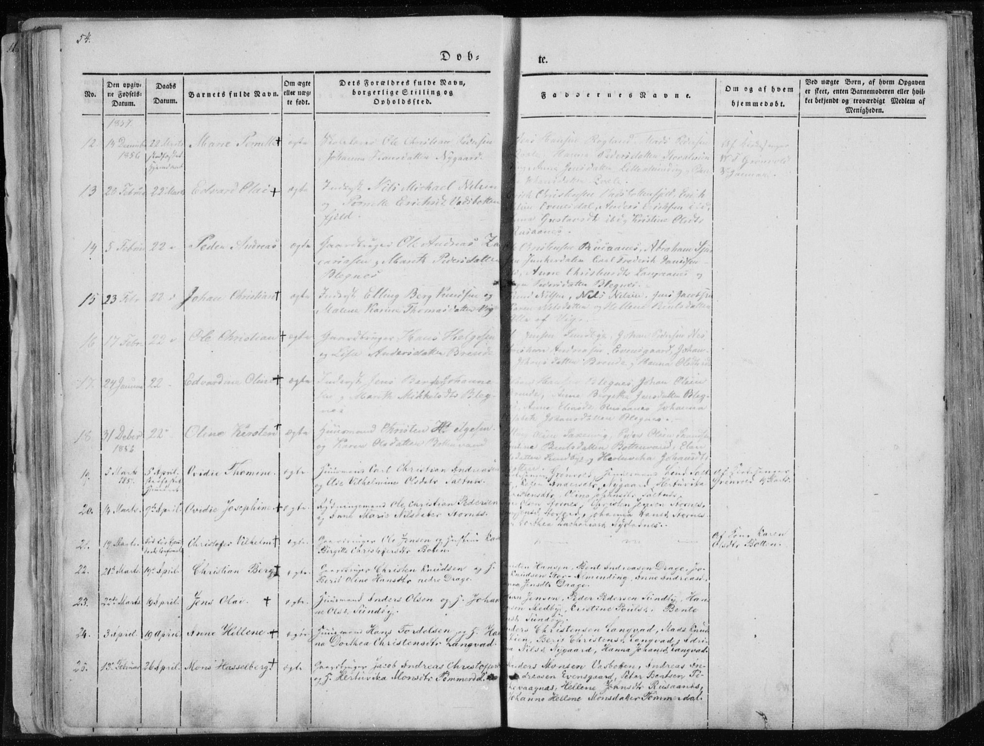 Ministerialprotokoller, klokkerbøker og fødselsregistre - Nordland, AV/SAT-A-1459/847/L0666: Parish register (official) no. 847A06, 1842-1871, p. 54