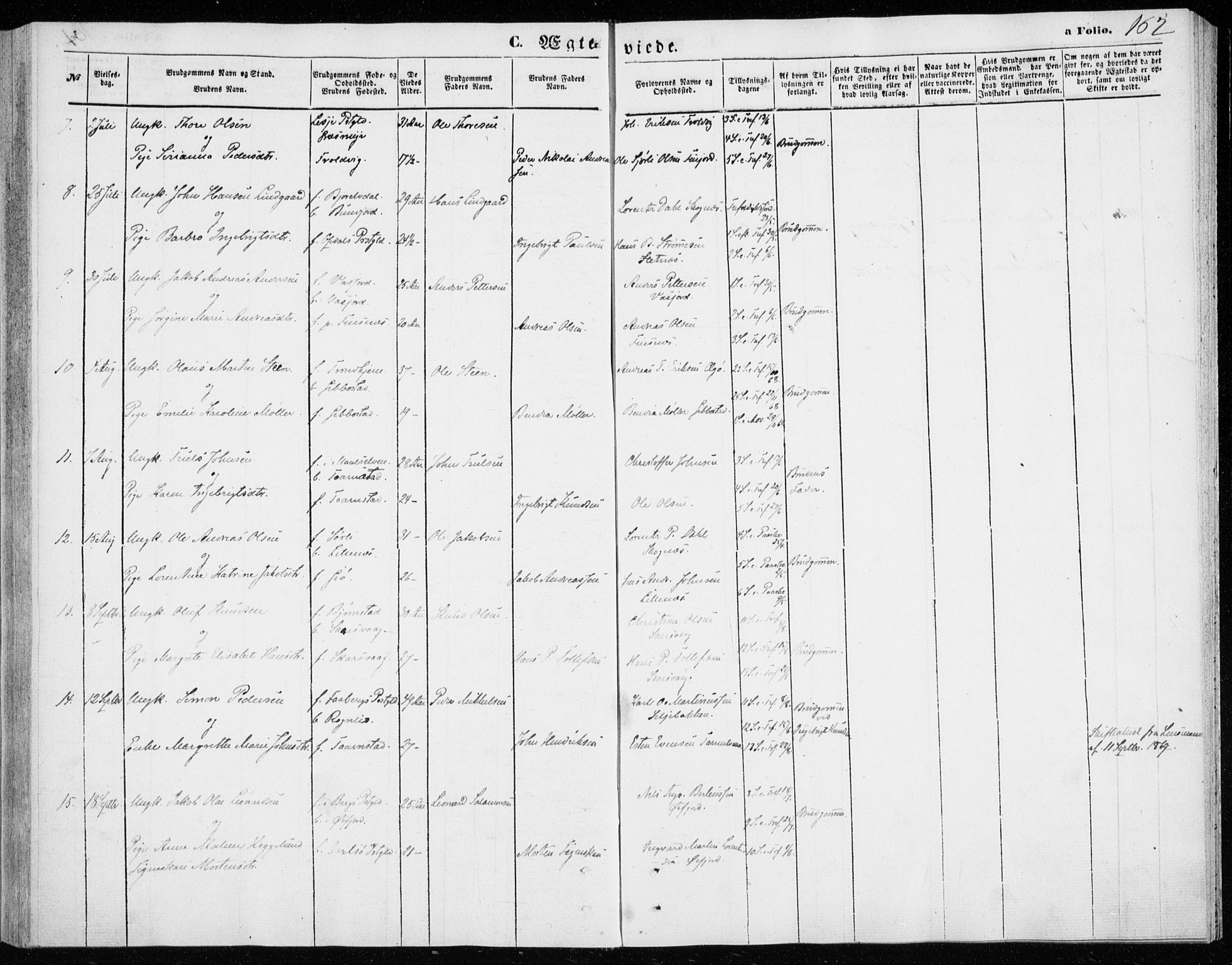 Lenvik sokneprestembete, SATØ/S-1310/H/Ha/Haa/L0009kirke: Parish register (official) no. 9, 1866-1873, p. 162