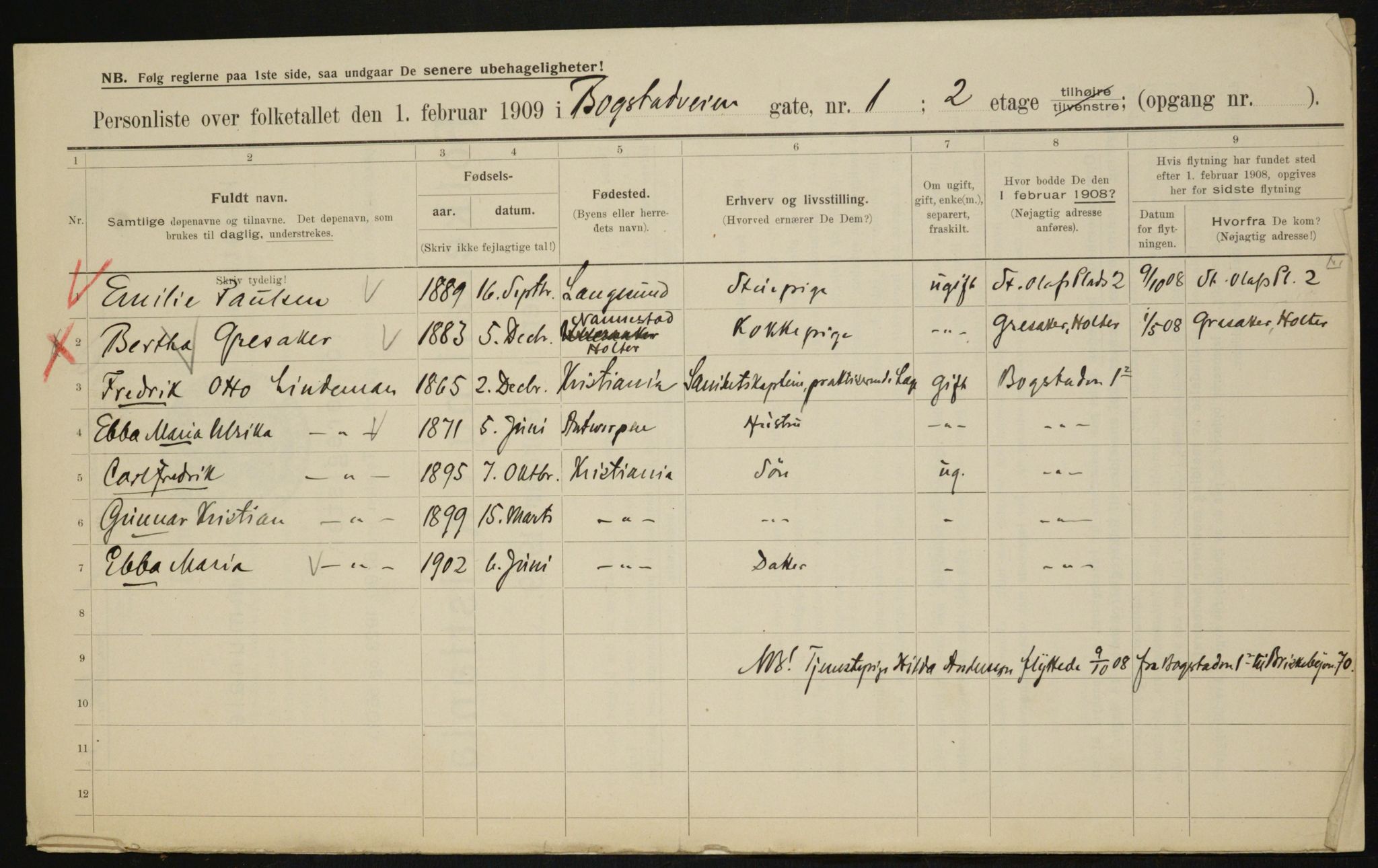 OBA, Municipal Census 1909 for Kristiania, 1909, p. 6341