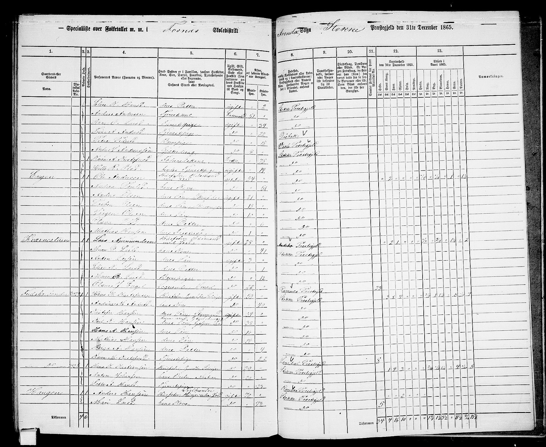 RA, 1865 census for Stokke, 1865, p. 184