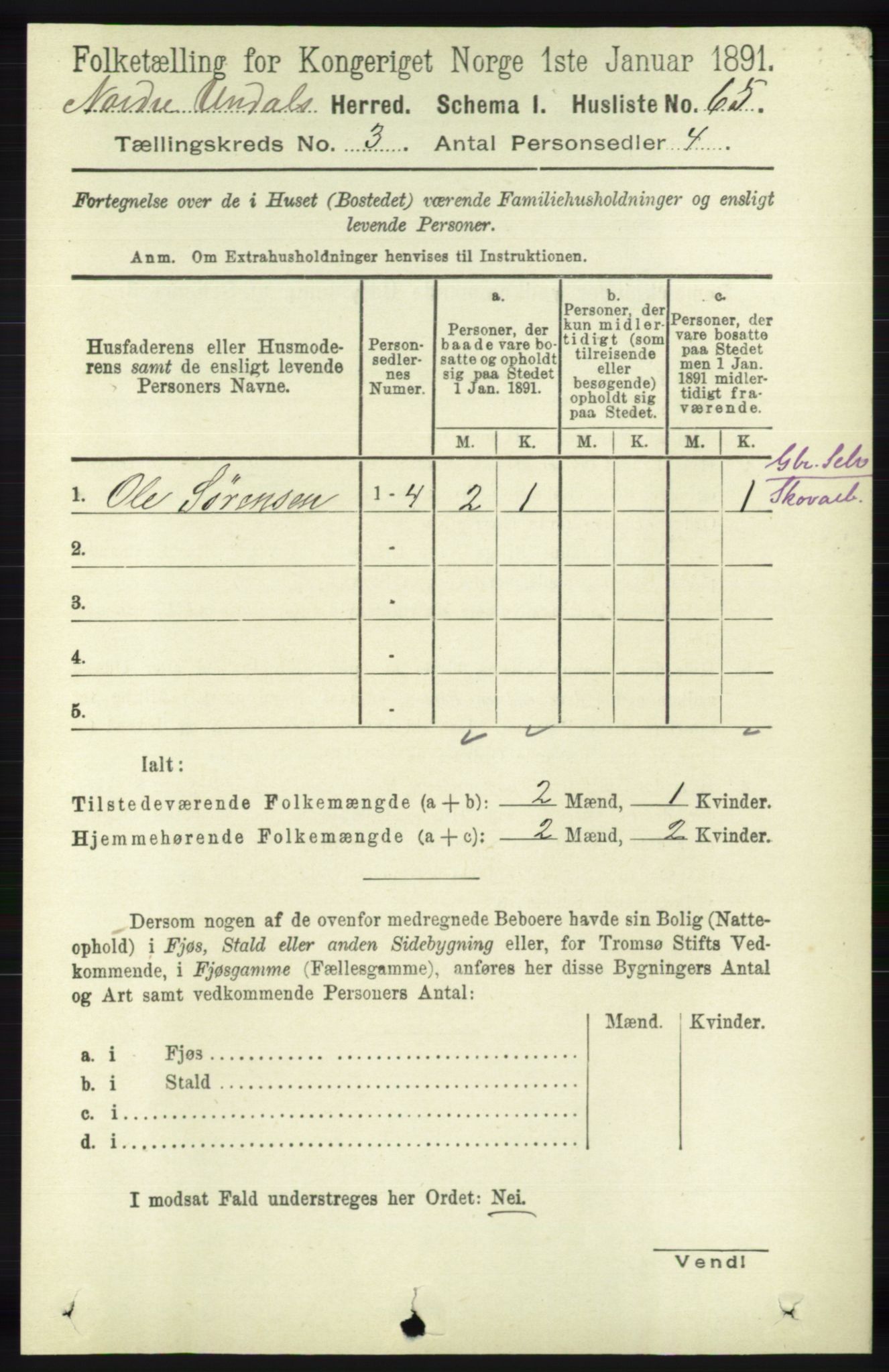 RA, 1891 census for 1028 Nord-Audnedal, 1891, p. 769