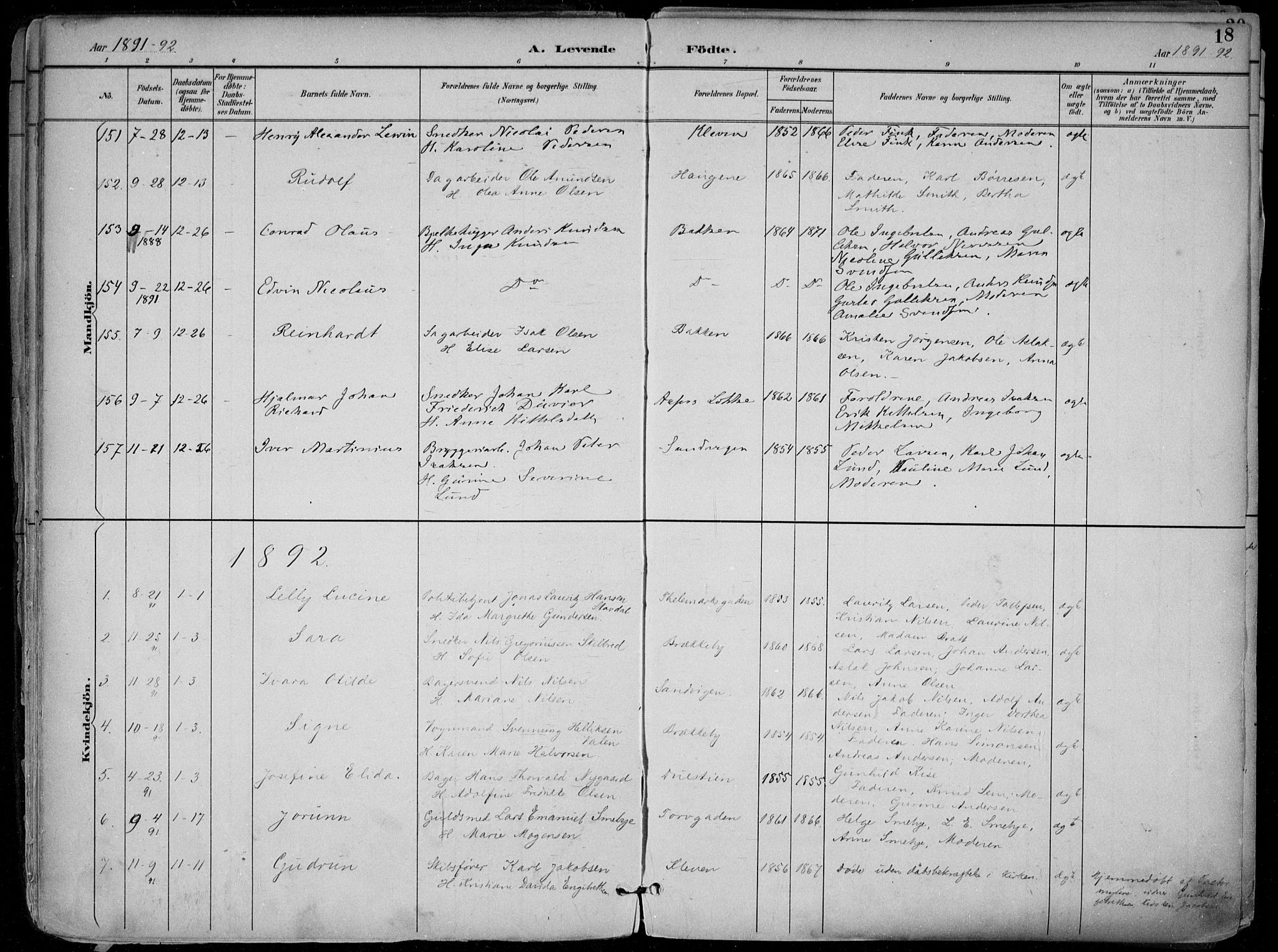 Skien kirkebøker, SAKO/A-302/F/Fa/L0010: Parish register (official) no. 10, 1891-1899, p. 18