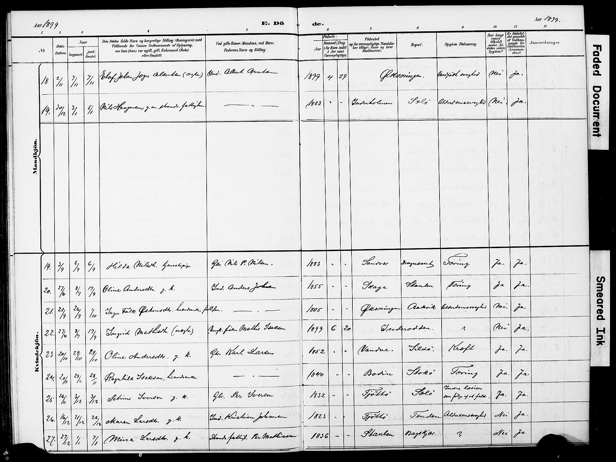 Ministerialprotokoller, klokkerbøker og fødselsregistre - Nordland, AV/SAT-A-1459/834/L0514: Parish register (copy) no. 834C05, 1893-1901