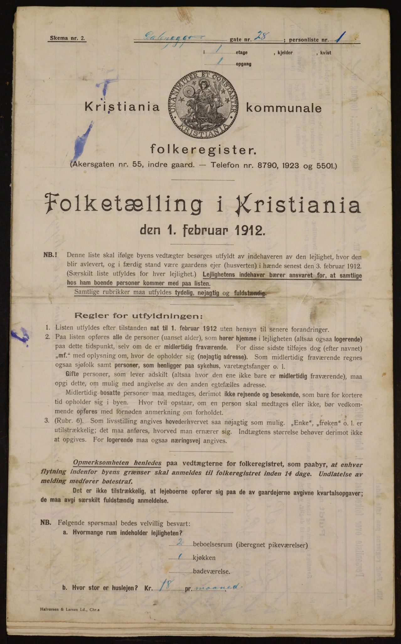 OBA, Municipal Census 1912 for Kristiania, 1912, p. 17477