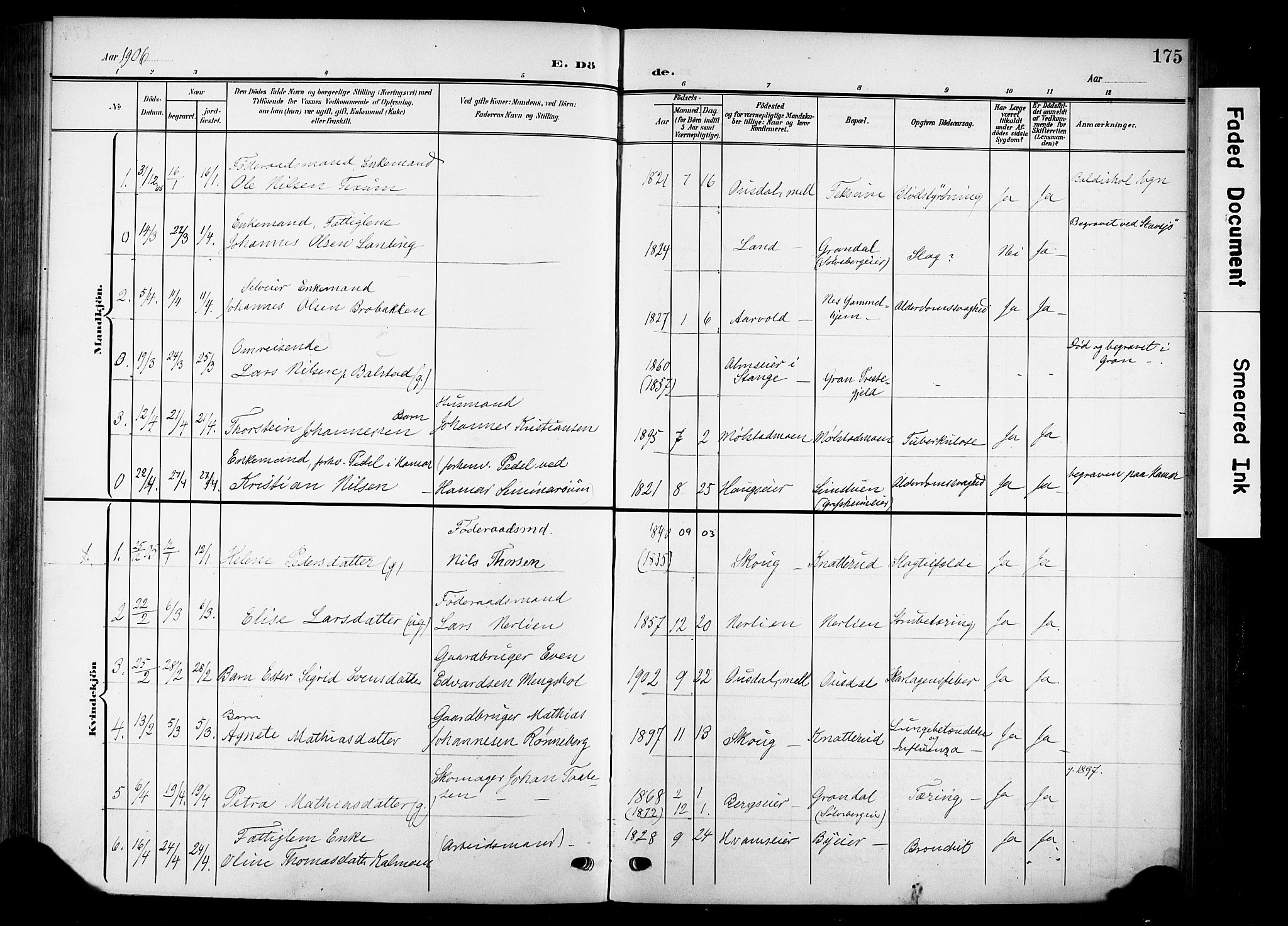 Nes prestekontor, Hedmark, AV/SAH-PREST-020/K/Ka/L0014: Parish register (official) no. 14, 1906-1929, p. 175