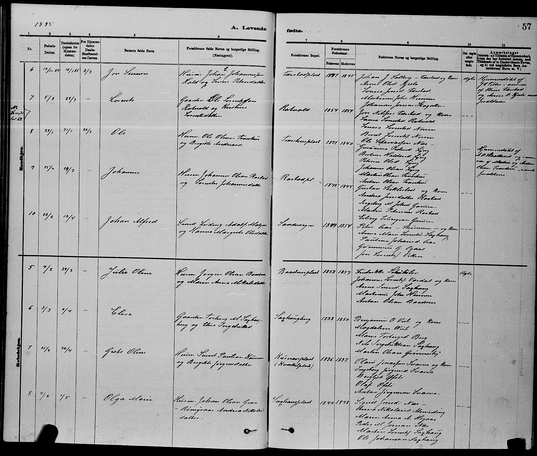 Ministerialprotokoller, klokkerbøker og fødselsregistre - Nord-Trøndelag, AV/SAT-A-1458/730/L0301: Parish register (copy) no. 730C04, 1880-1897, p. 57