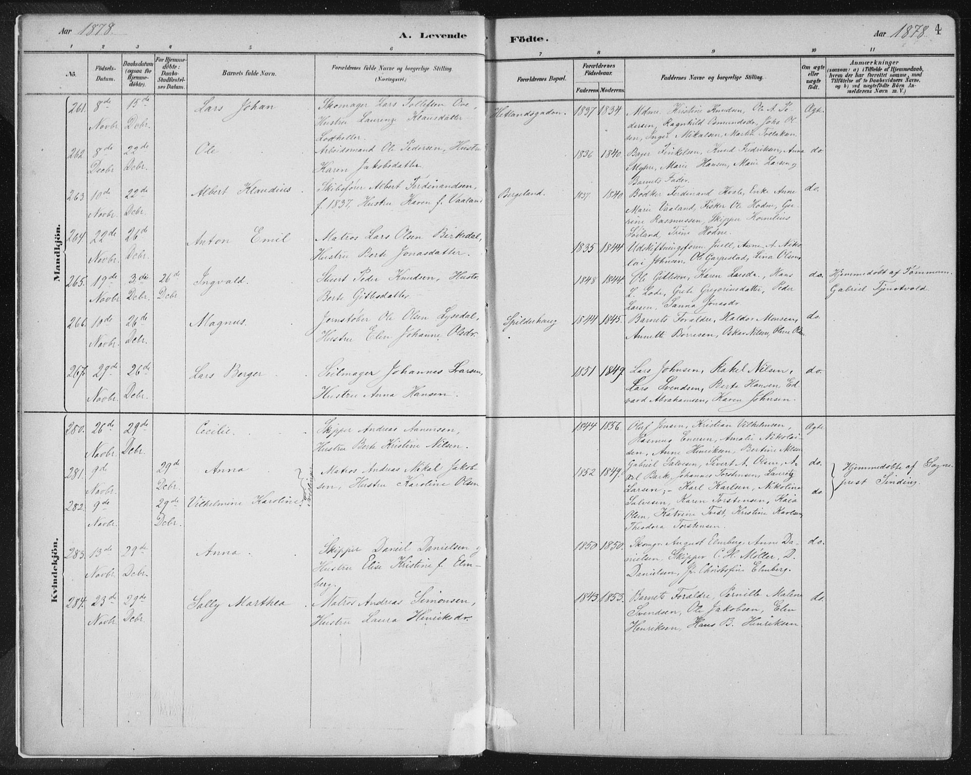 St. Petri sokneprestkontor, AV/SAST-A-101813/001/30/30BB/L0004: Parish register (copy) no. B 4, 1878-1890, p. 4