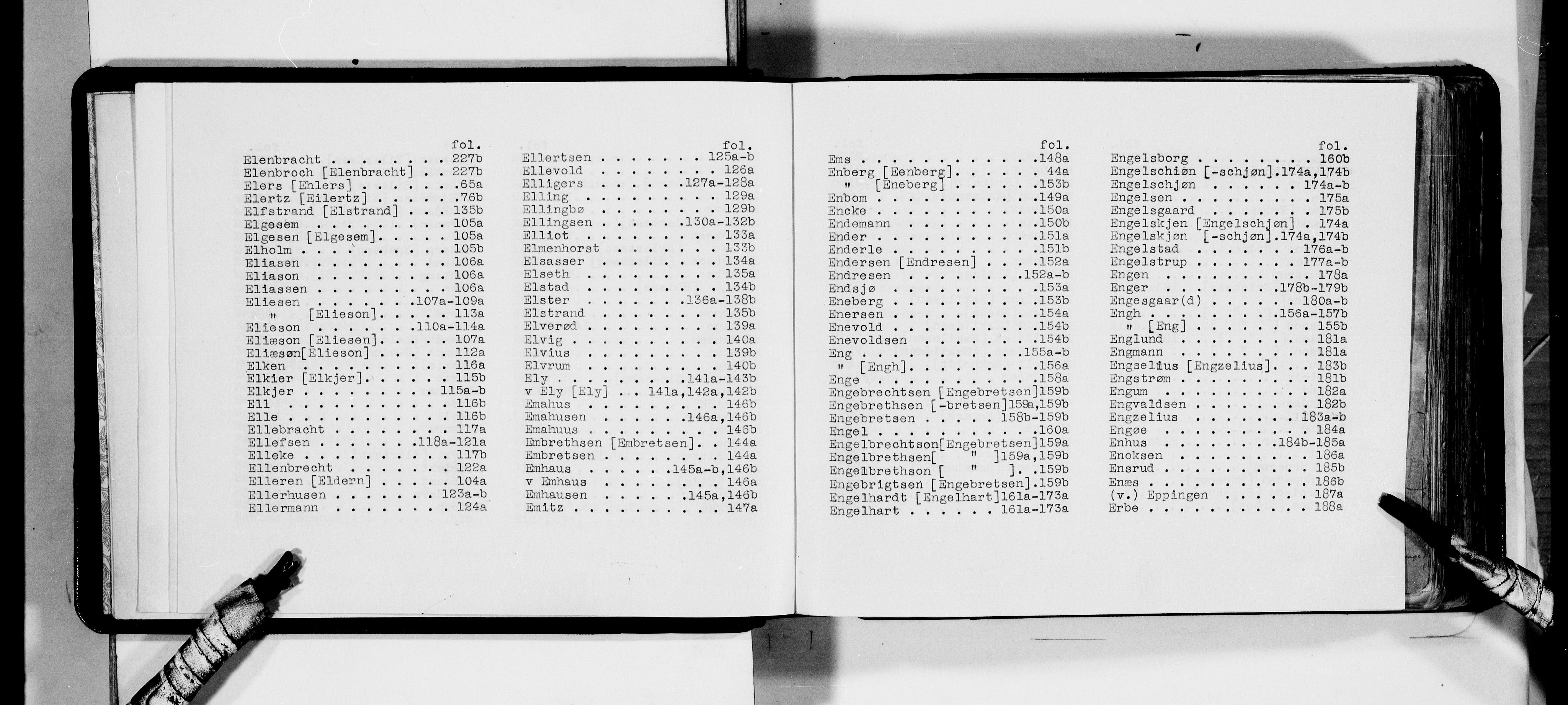 Lassens samlinger, AV/RA-PA-0051/F/Fa/L0012: Personalhistoriske og genealogiske opptegnelser: Ebbe - Eysteyn, 1500-1907