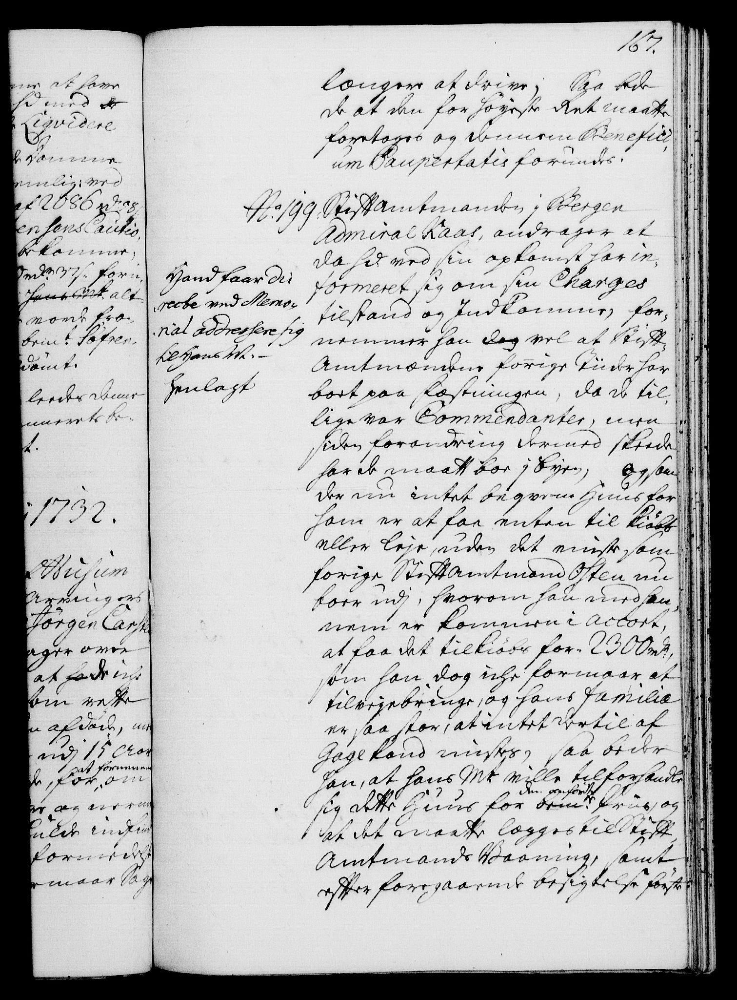 Rentekammeret, Kammerkanselliet, RA/EA-3111/G/Gh/Gha/L0014: Norsk ekstraktmemorialprotokoll. Merket RK 53.59, 1731-1732, p. 167