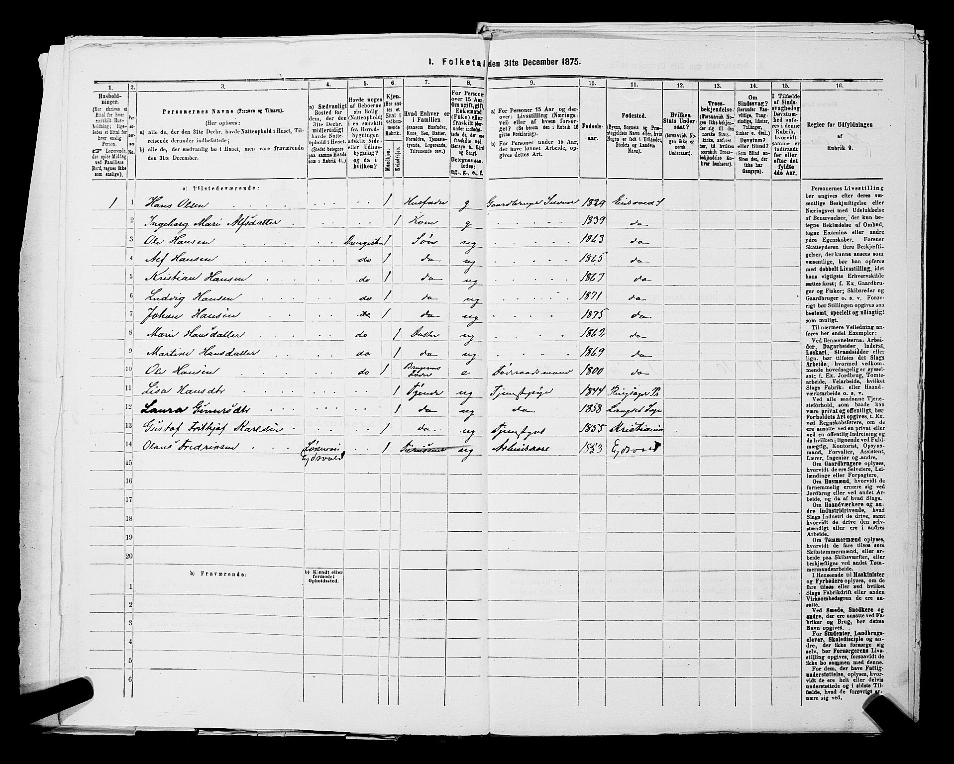 RA, 1875 census for 0237P Eidsvoll, 1875, p. 1075