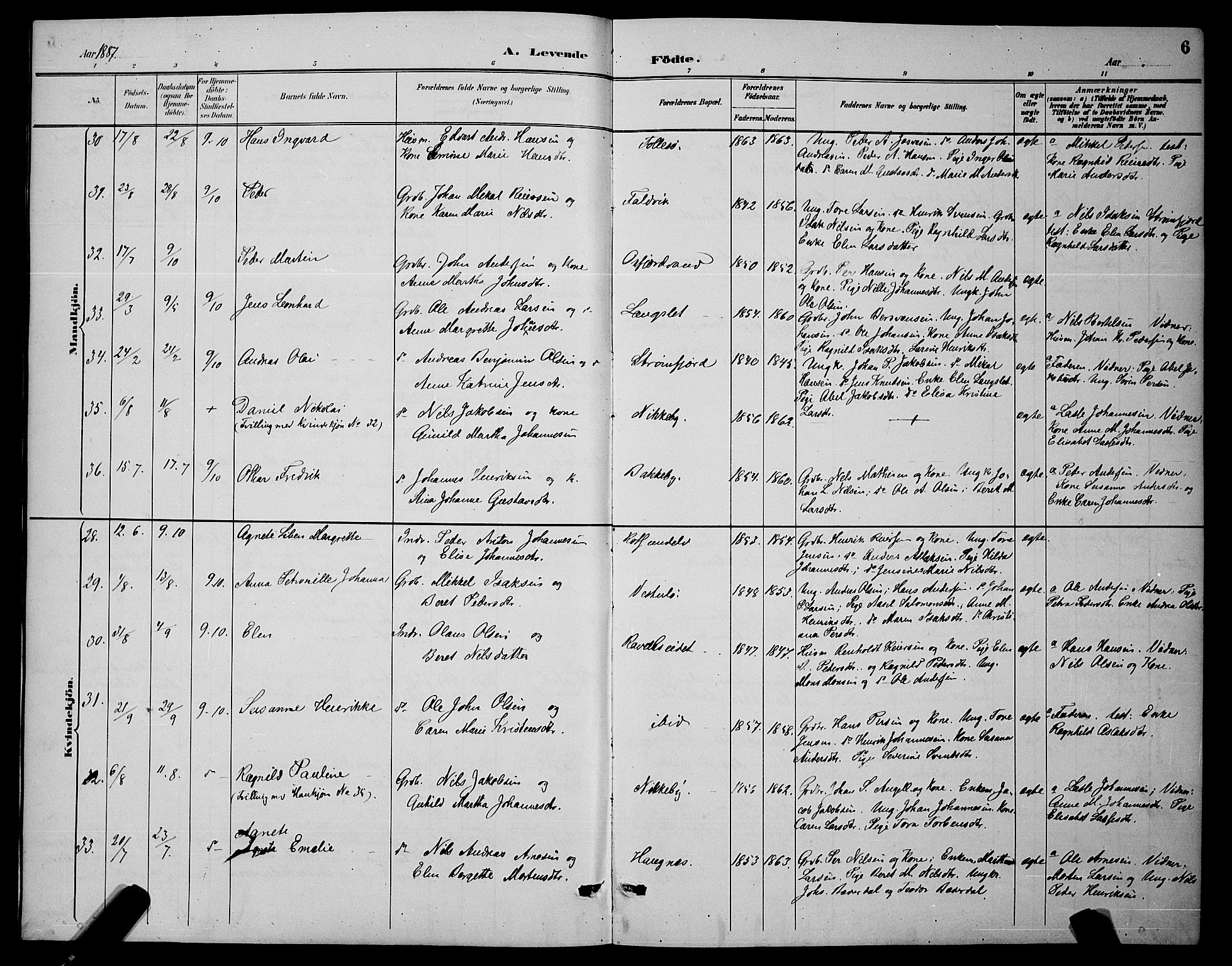 Skjervøy sokneprestkontor, AV/SATØ-S-1300/H/Ha/Hab/L0007klokker: Parish register (copy) no. 7, 1889-1899, p. 6