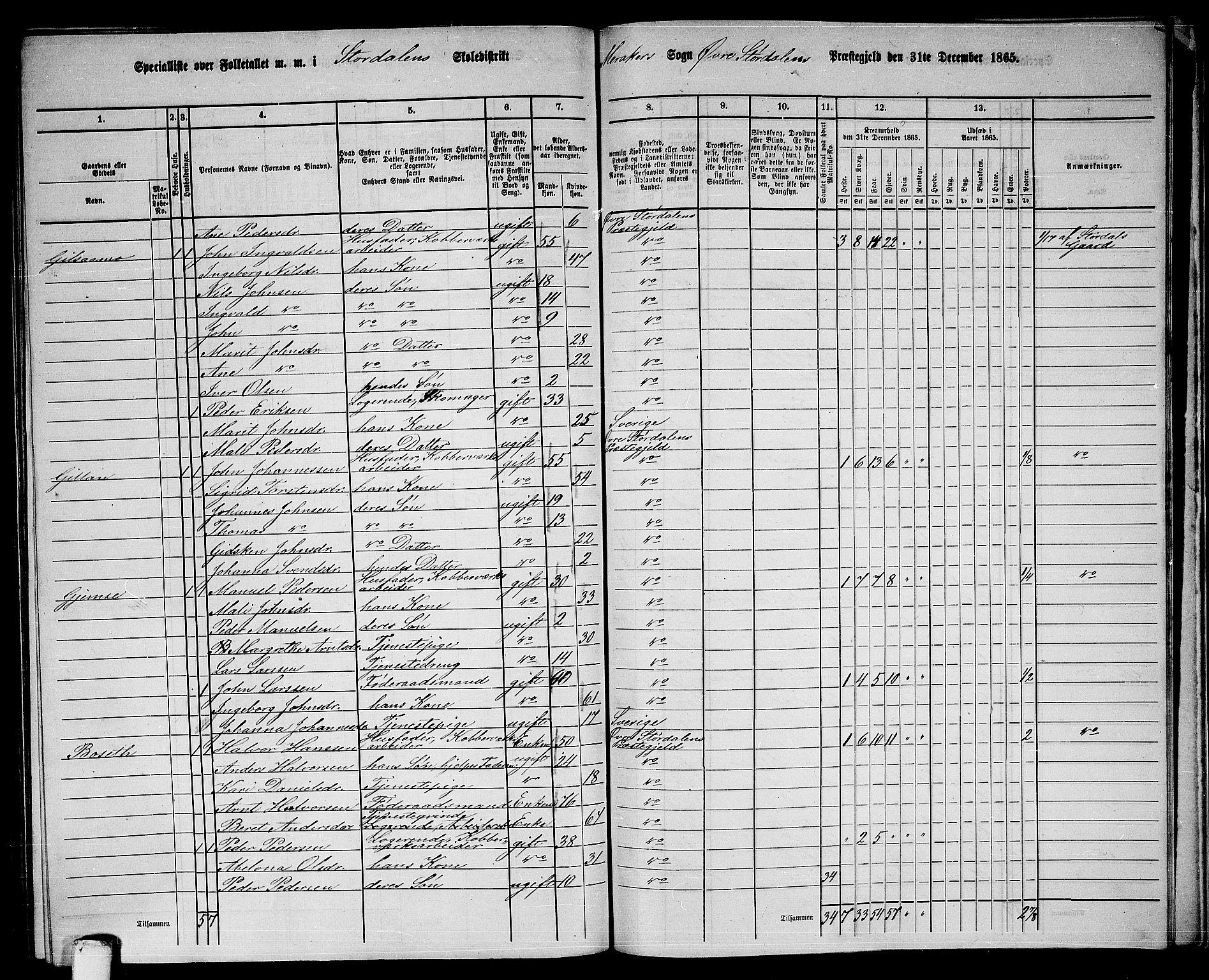 RA, 1865 census for Øvre Stjørdal, 1865, p. 197