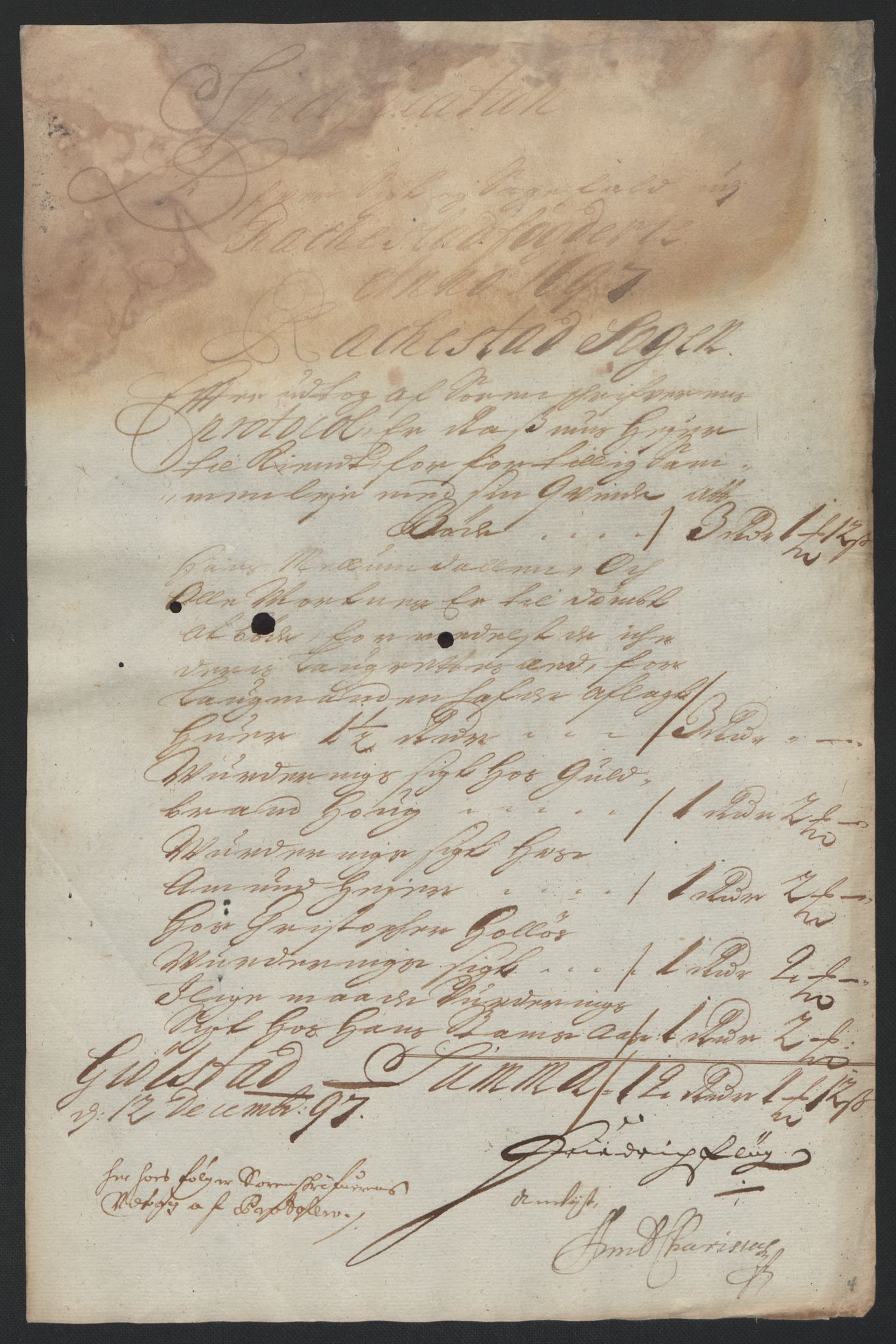 Rentekammeret inntil 1814, Reviderte regnskaper, Fogderegnskap, RA/EA-4092/R07/L0287: Fogderegnskap Rakkestad, Heggen og Frøland, 1697, p. 28