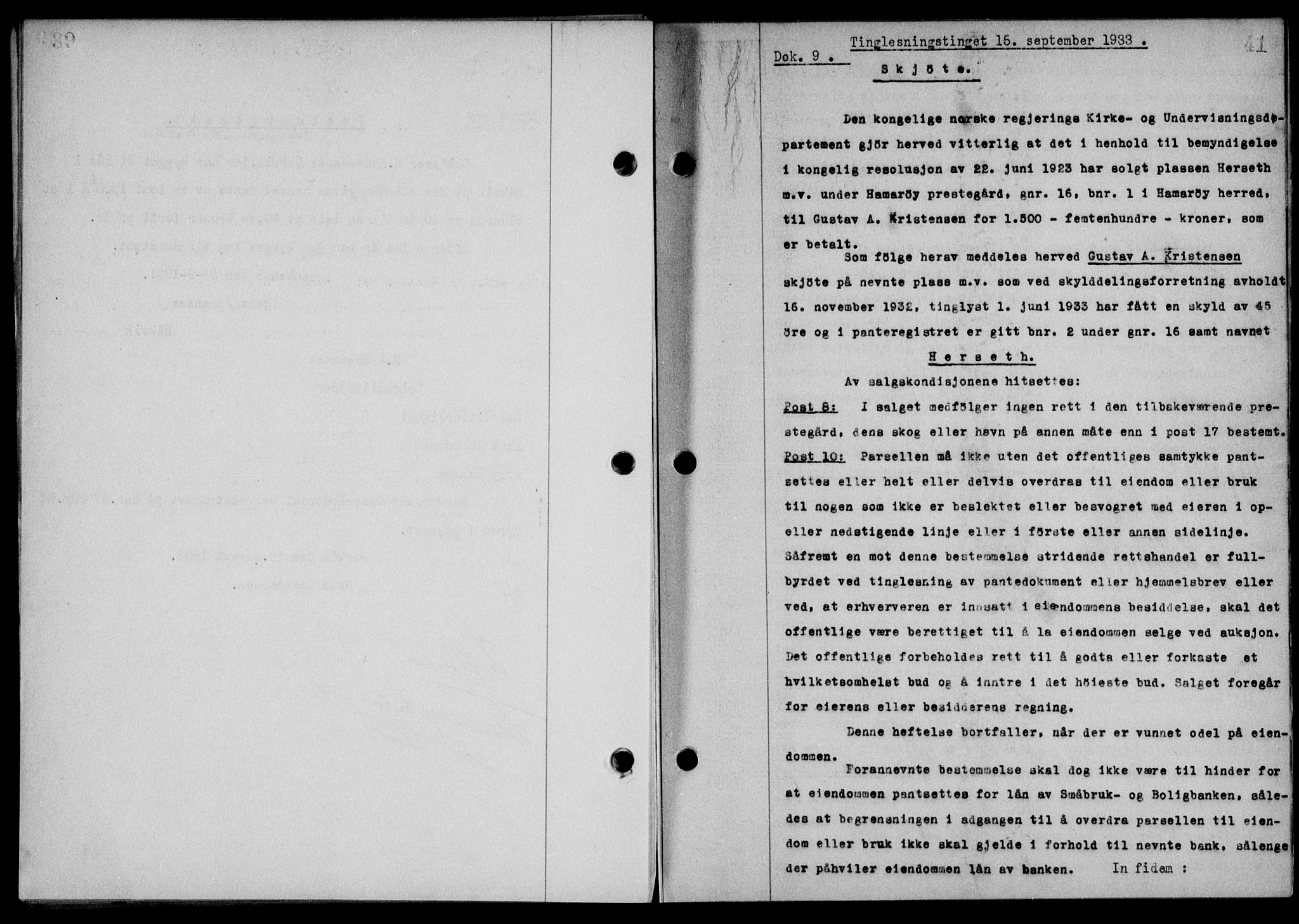 Steigen og Ofoten sorenskriveri, SAT/A-0030/1/2/2C/L0023/0002: Mortgage book no. 26-II og 27, 1933-1934, Deed date: 15.09.1933