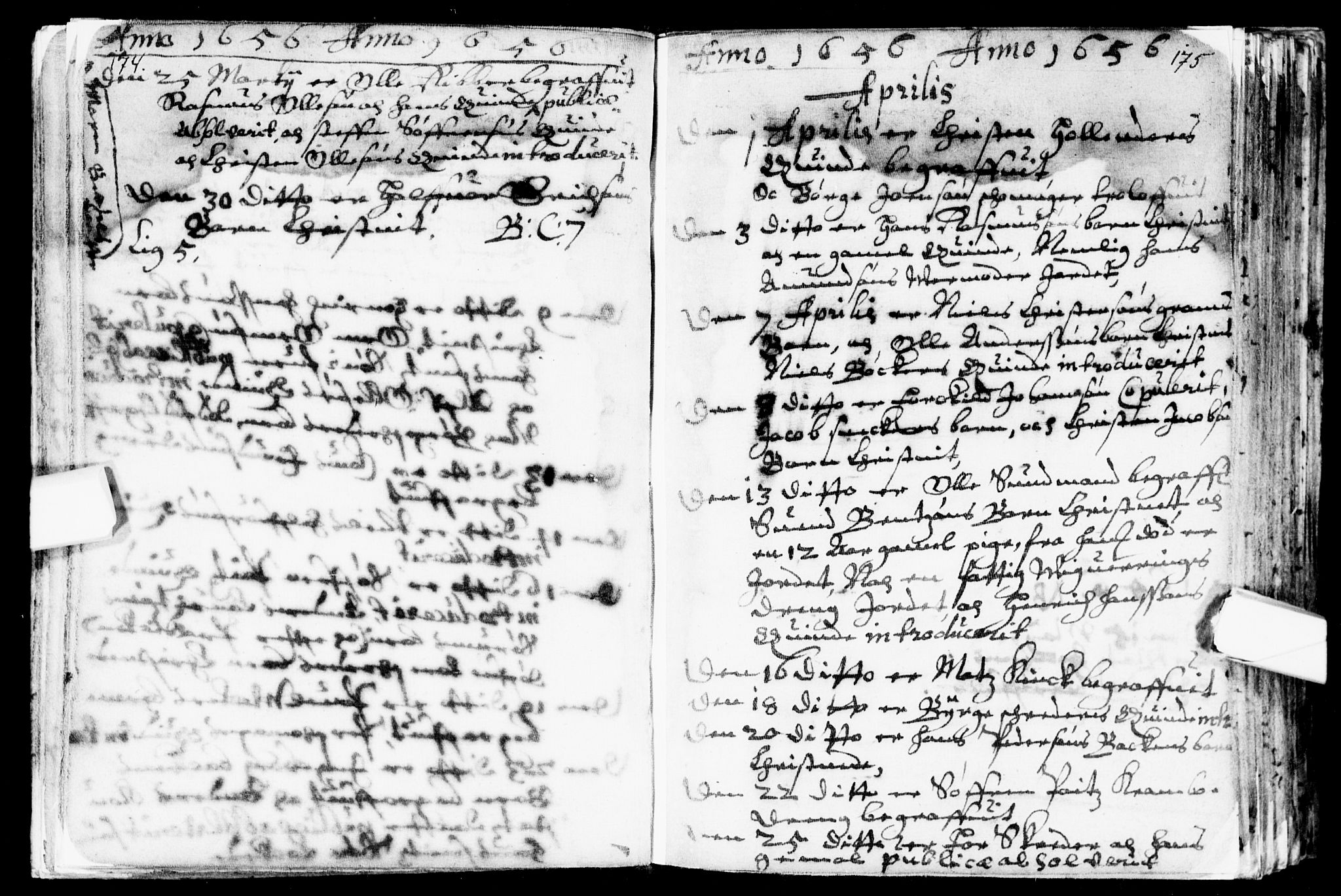 Bragernes kirkebøker, SAKO/A-6/F/Fa/L0001: Parish register (official) no. I 1, 1634-1662, p. 174-175