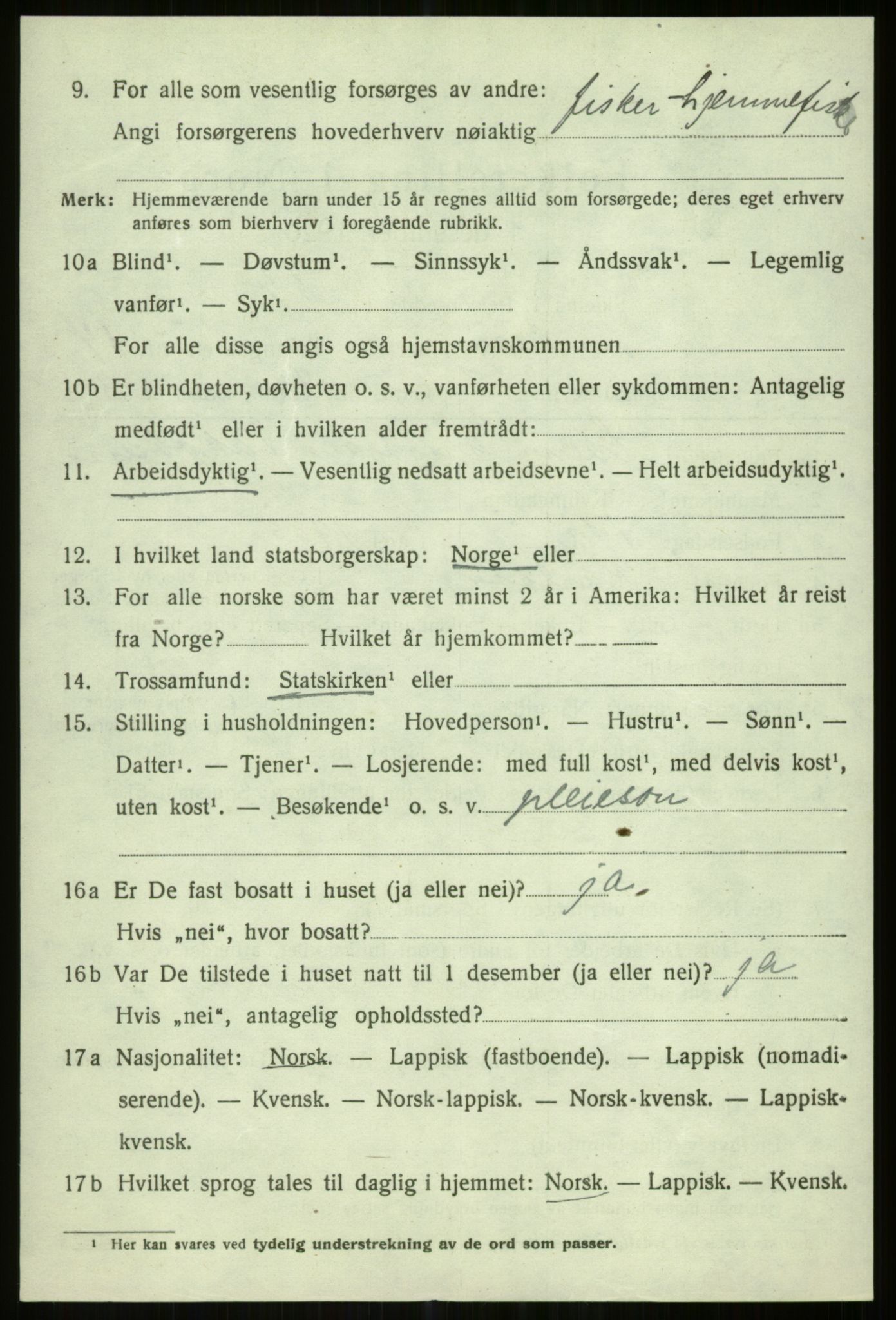 SATØ, 1920 census for Karlsøy, 1920, p. 5206