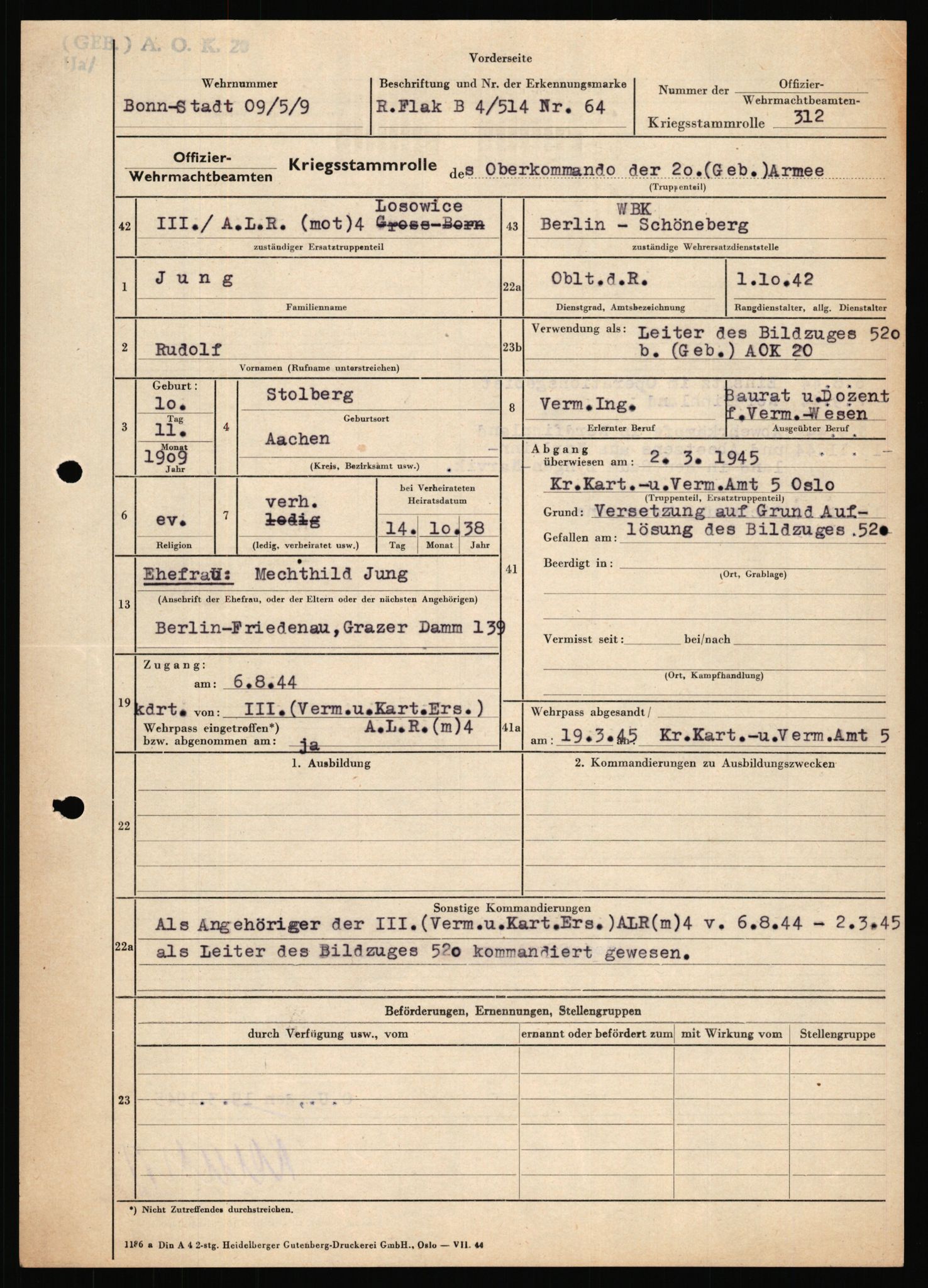 Forsvarets Overkommando. 2 kontor. Arkiv 11.4. Spredte tyske arkivsaker, AV/RA-RAFA-7031/D/Dar/Dara/L0018: Personalbøker, 1940-1945, p. 811