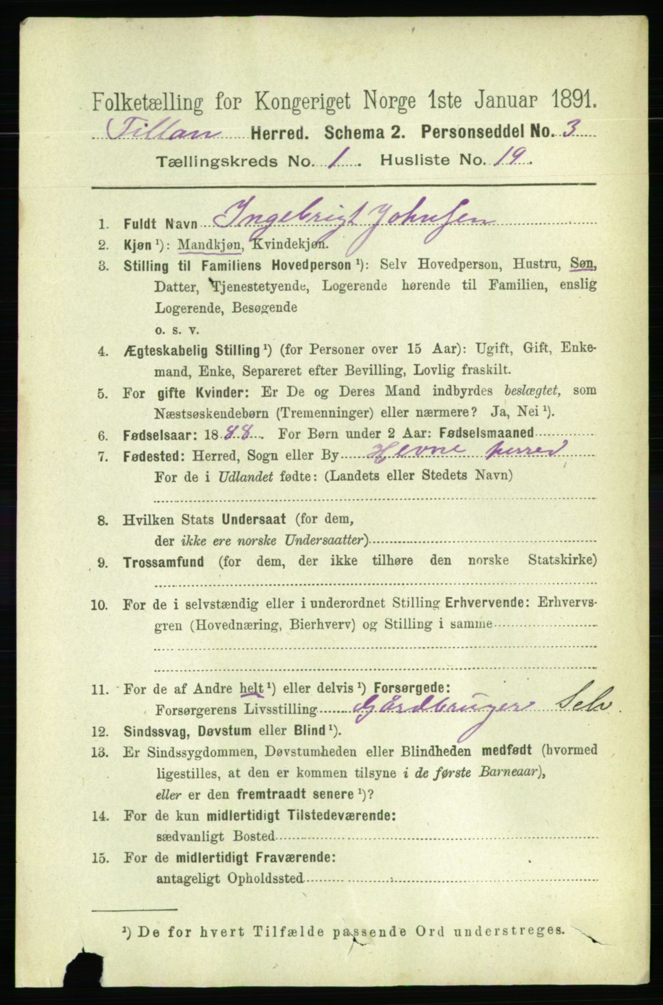 RA, 1891 census for 1616 Fillan, 1891, p. 184