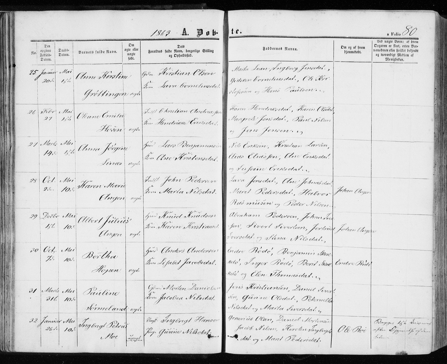 Ministerialprotokoller, klokkerbøker og fødselsregistre - Sør-Trøndelag, AV/SAT-A-1456/657/L0705: Parish register (official) no. 657A06, 1858-1867, p. 80