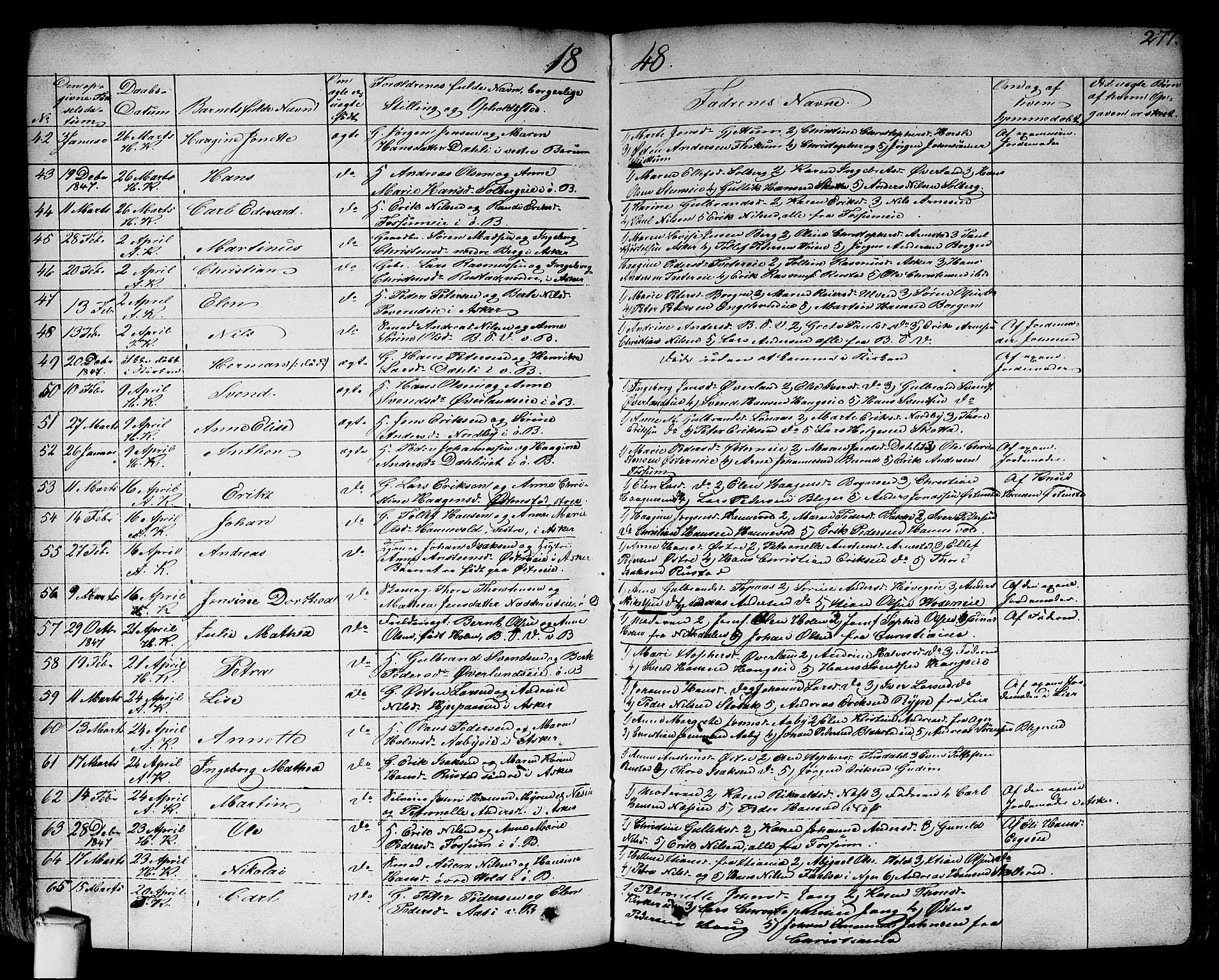 Asker prestekontor Kirkebøker, AV/SAO-A-10256a/F/Fa/L0007: Parish register (official) no. I 7, 1825-1864, p. 277